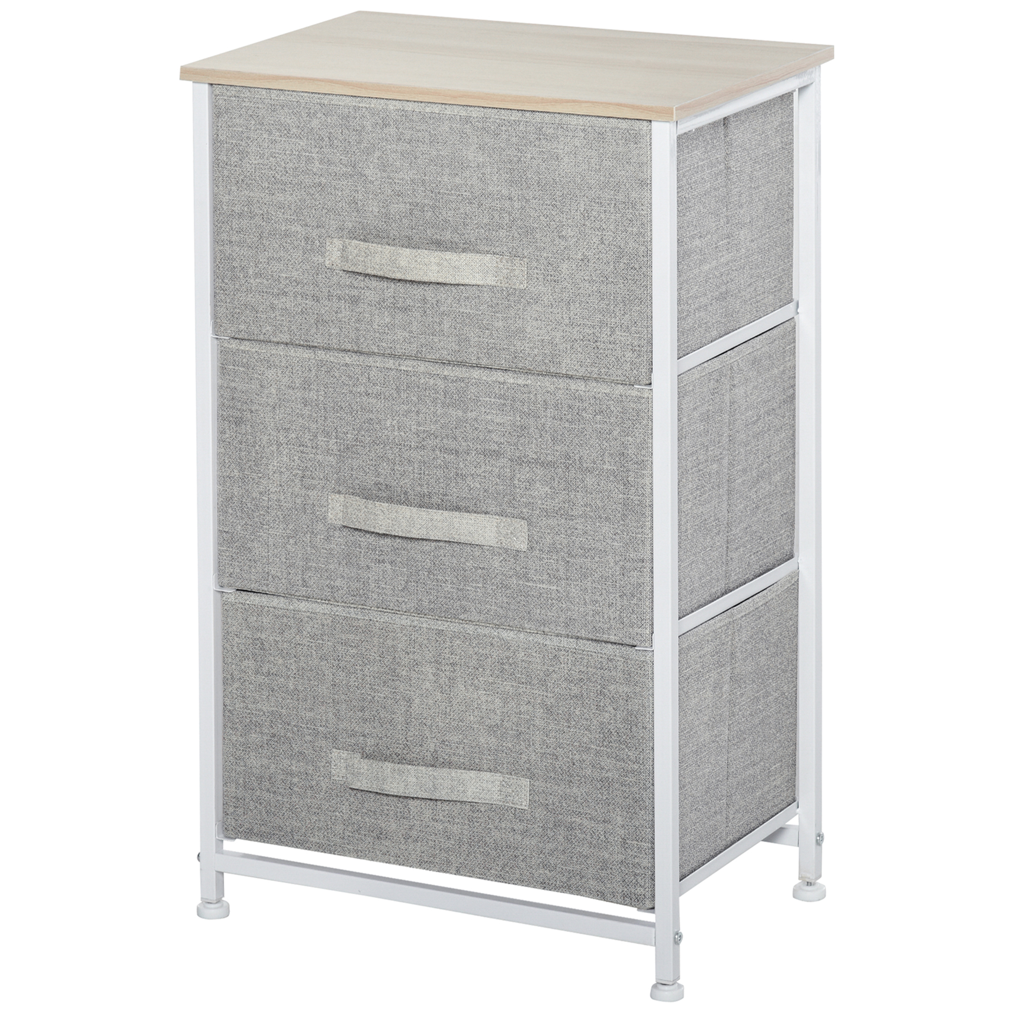 HOMCOM Moderne Schubladenkommode mit 3 Schubladen aus Stoff, Stahlrahmen und Spanplatte, 45 x 30 x 71 cm, Grau