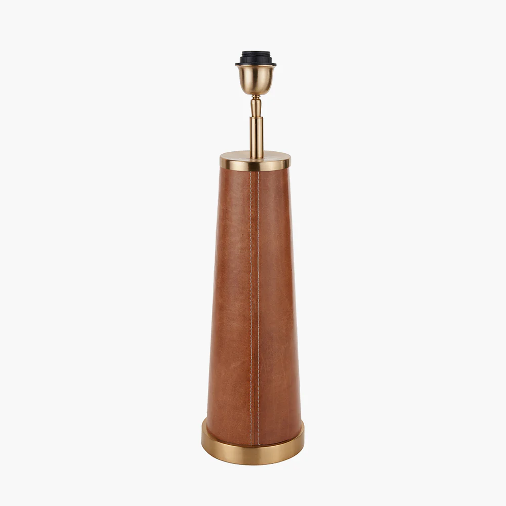 Laurence Tan Leather and Brass Table Lamp