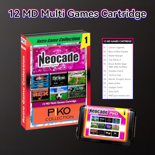 NEOCADE Console di gioco per Mega Drive, MD Retro Game Console, con 12 cartucce Mega Drive e controller, 20 giochi NES preinstallati : Giochi e giocattoli