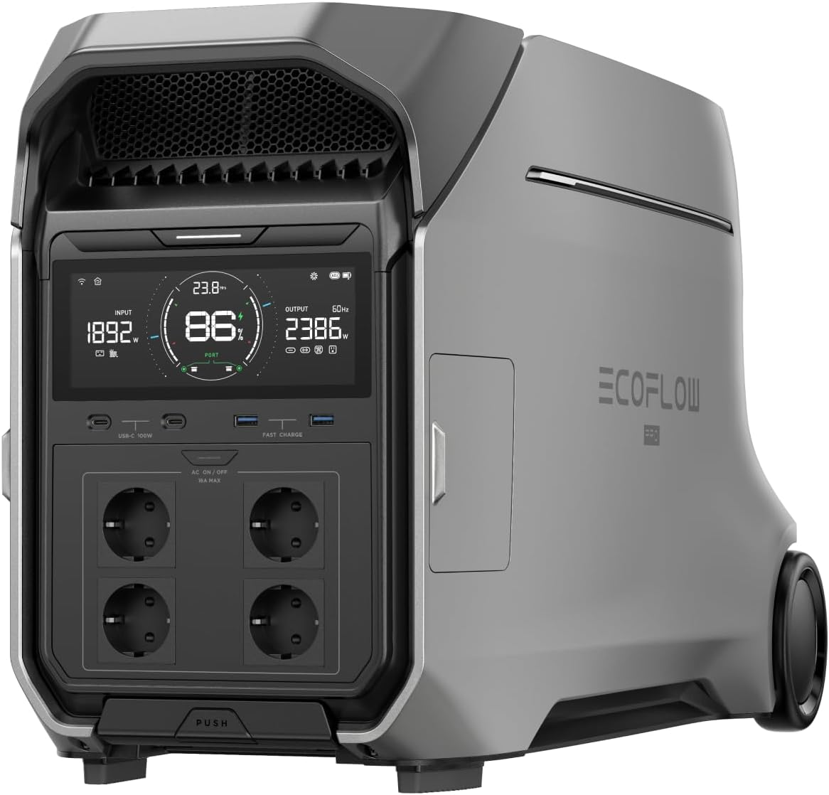 ECOFLOW Centrale elettrica portatile DELTA Pro 3, batteria LFP da 4.096 Wh, espandibile fino a 12 kWh, uscita CA da 4.000 W, generatore solare per uso domestico, interruzioni di corrente, camper