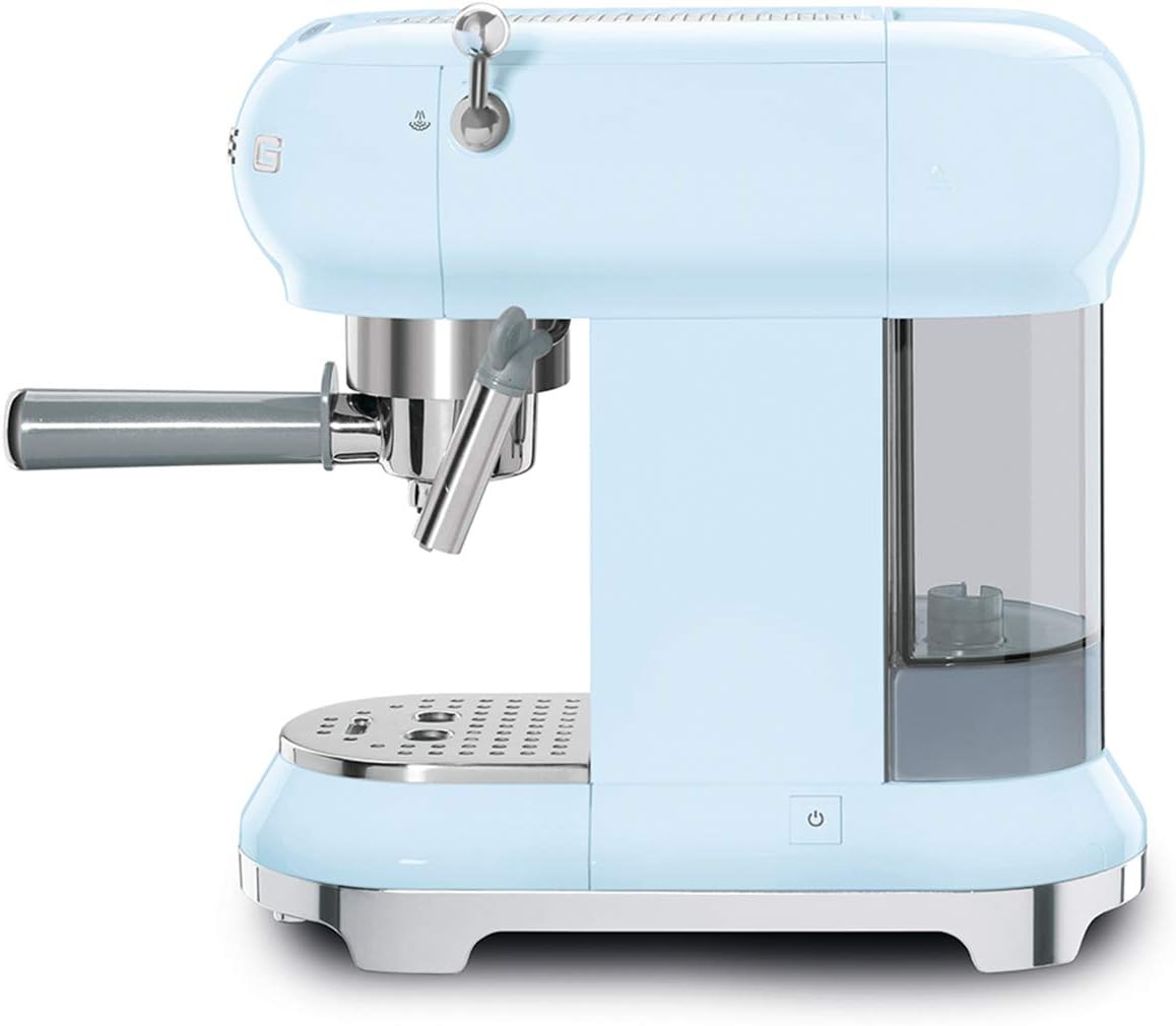 Smeg, ECF01PGEU Manual Espresso-Kaffeemaschine, Cappuccino -System, Thermoblock, groe Tassengehuse und Doppelkaffeefunktion, 1 l Wassertank, kompakte Abmessungen, 1350W, Pastellgrün