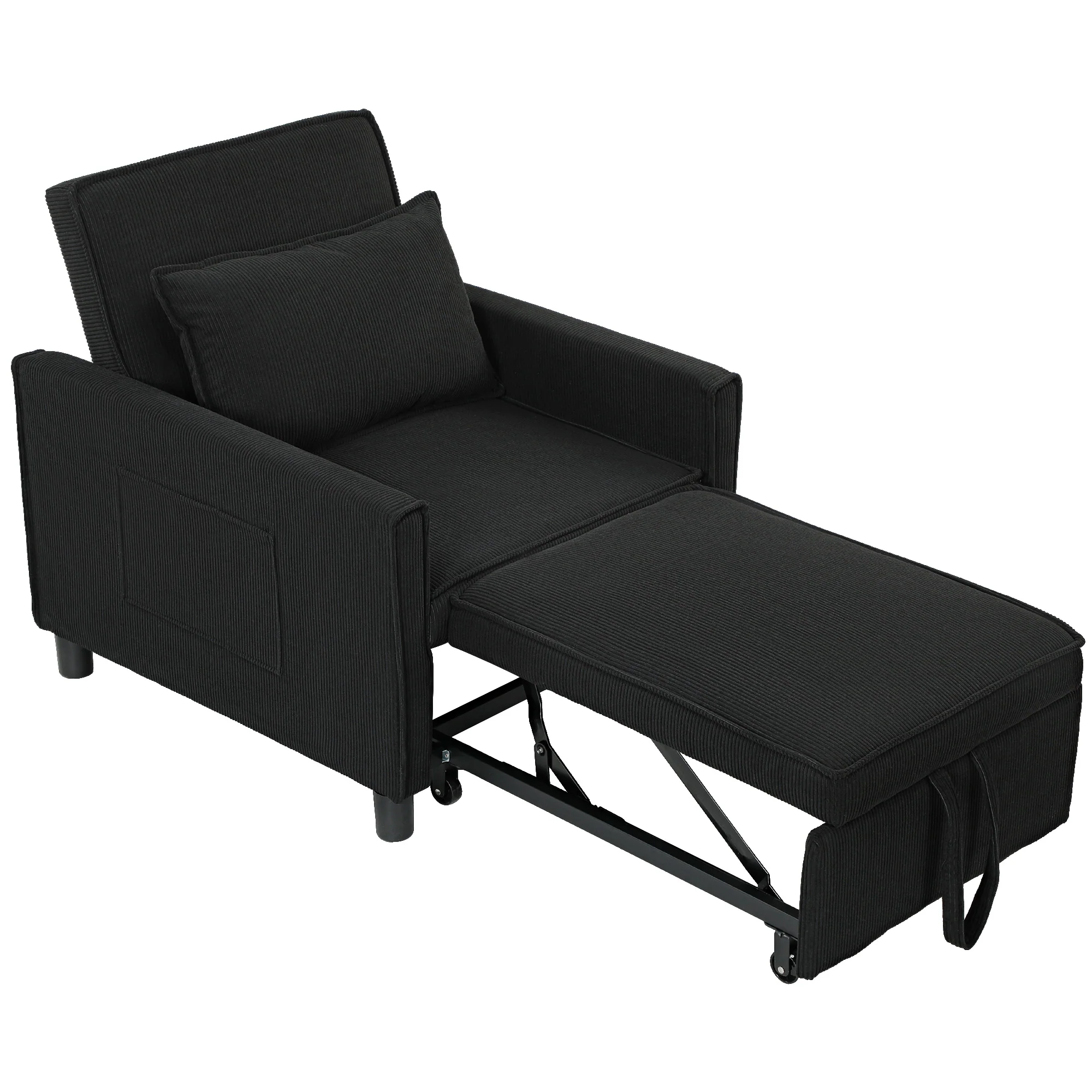 HOMCOM Schlafsessel Klappbett 3in1 verstellbar mit Rollen