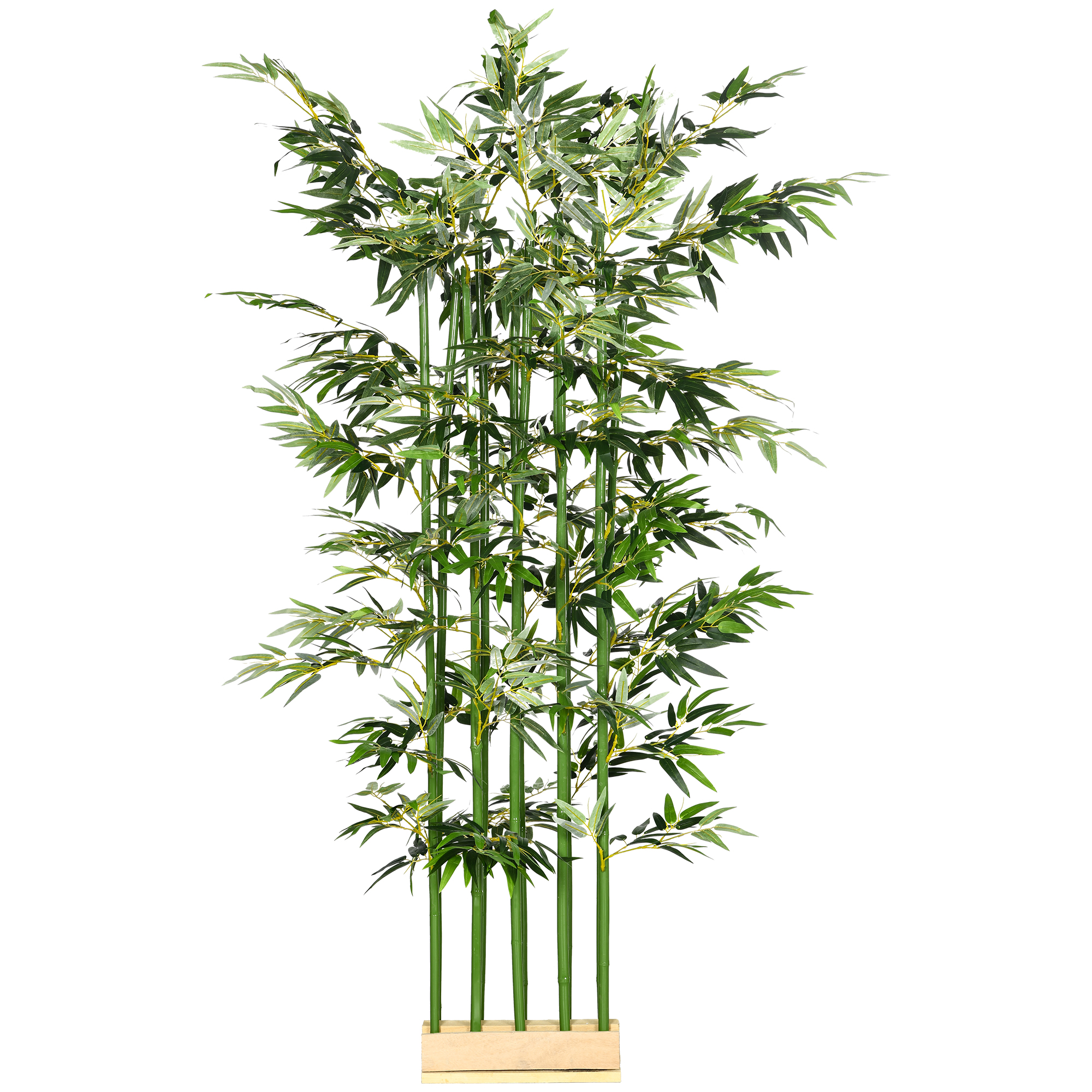 HOMCOM Künstlicher Bambus, Kunstpflanze, Dekopflanze, echtes Aussehen, pflegeleicht, für den Hausgebrauch, 180 cm hoch, Grün