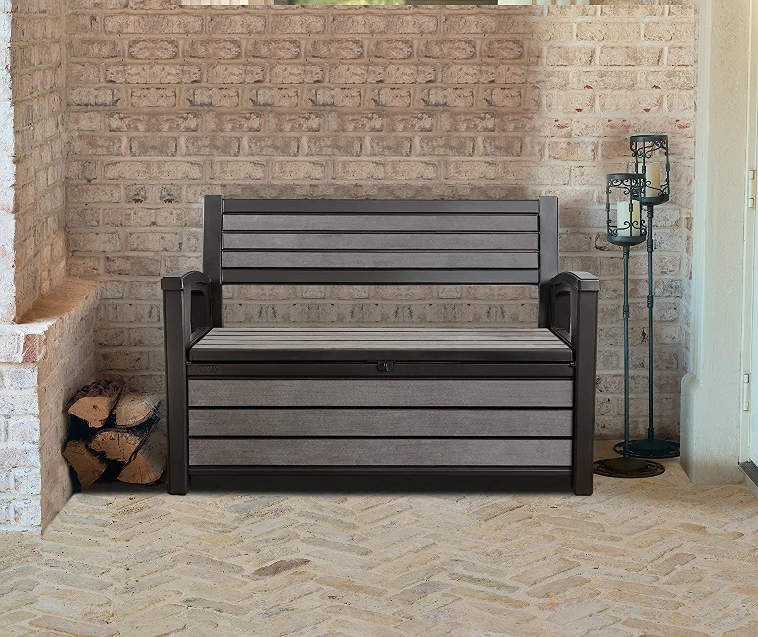 Keter Hudson Bench Bench Grey 227 L Resin 132.7 x 63.5 x 89.7 H cm