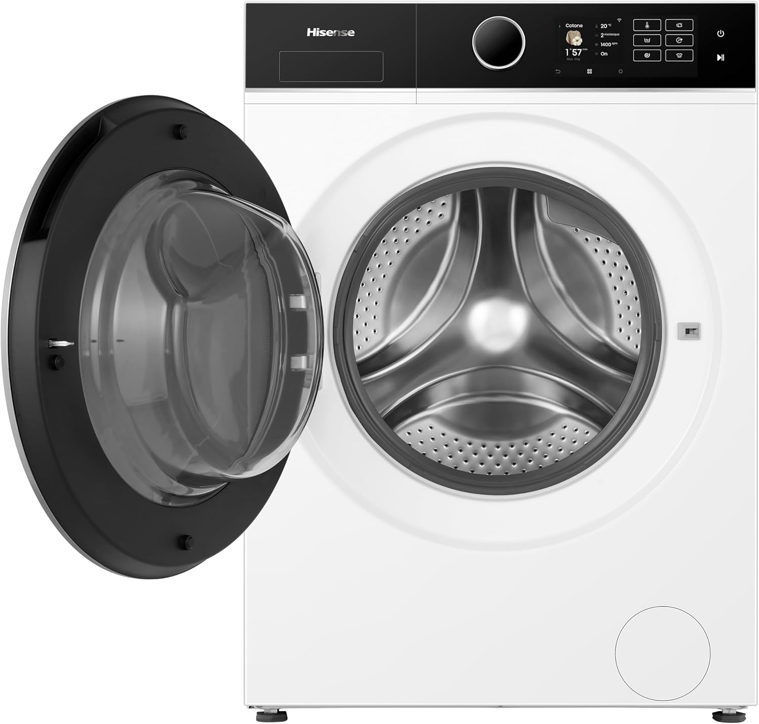 Hisense WFVB7012EM Front Load Washing Machine 7 kg 1200 rpm 15 Programs Steam LED Display Rapid Program Delay Start Child Lock