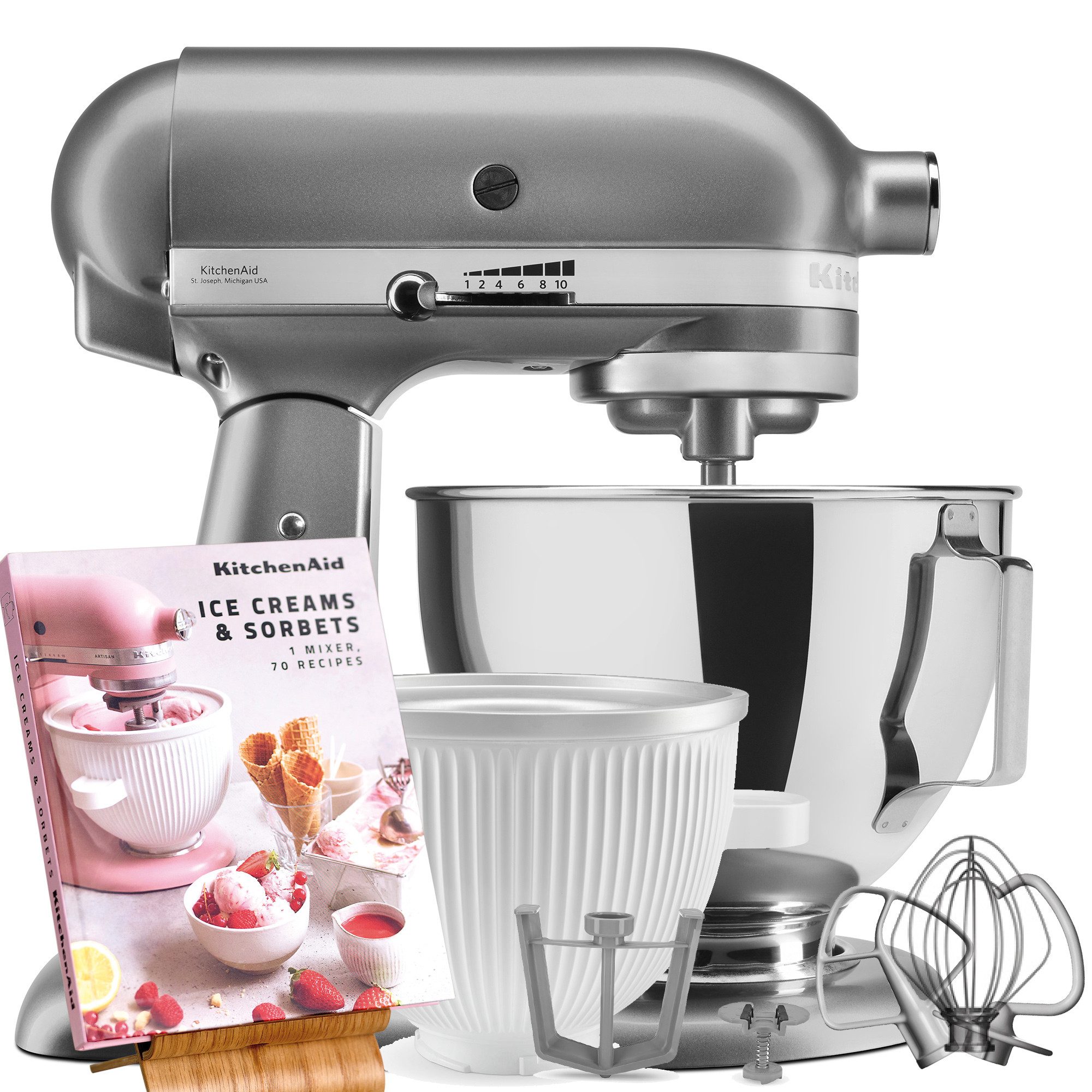 Küchenmaschine Aktions Set 5KSM95PSECU + Eisschüssel 5KSMICM + Rezeptbuch