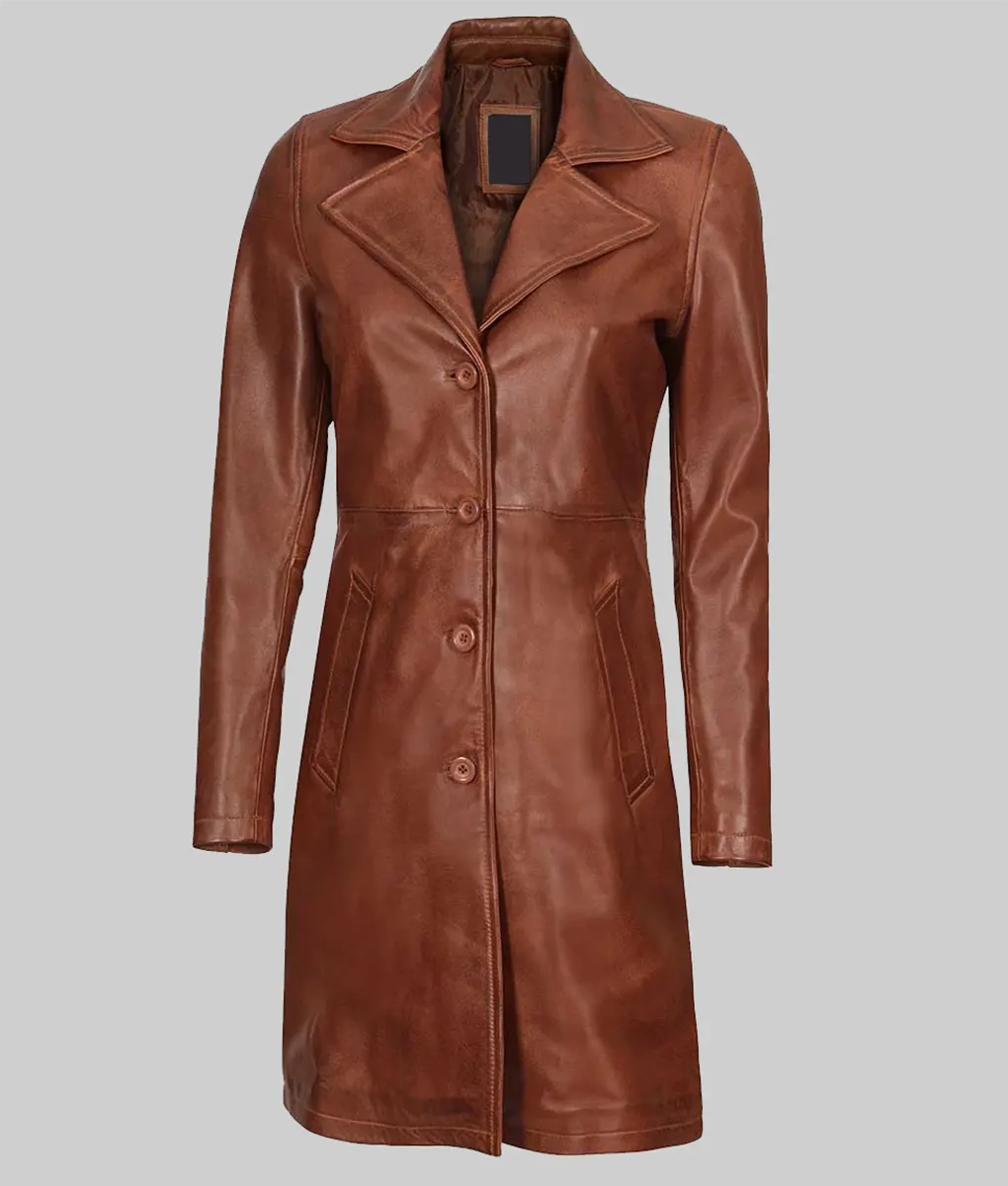 Marcia Brown Leather Trench Coat