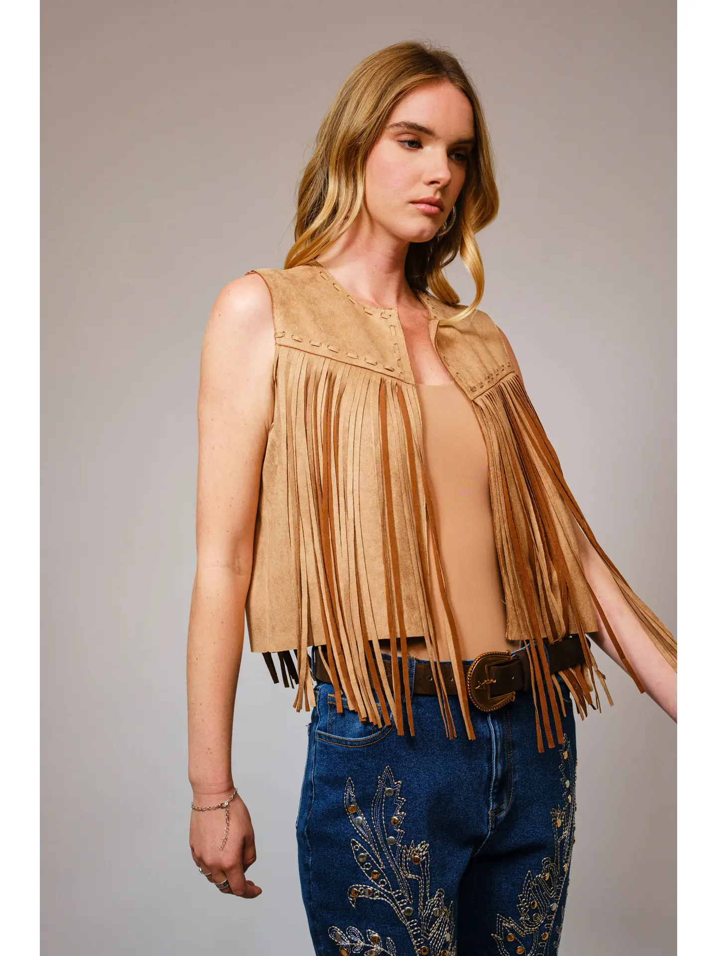 Suede Fringe Western Vest