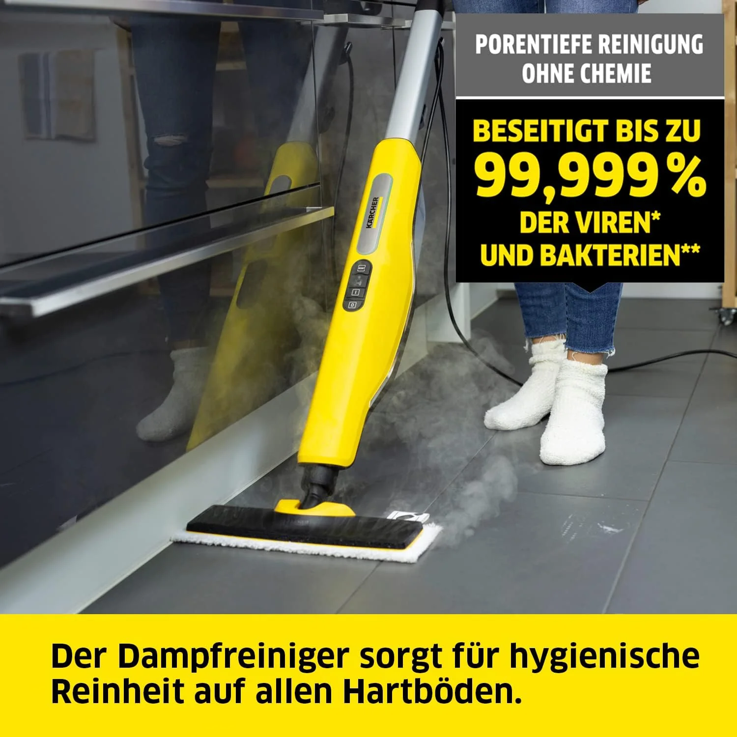 K?rcher stoomreiniger SC 3 Upright EasyFix, opwarmtijd: 0,5 min., oppervlakteprestatie: ca. 60 m2, tank: 0,5 l, verwarmingsvermogen: 1.600 W, met vloermondstuk, vloerdoek, tapijtgeleider, ontkalkingspatroon