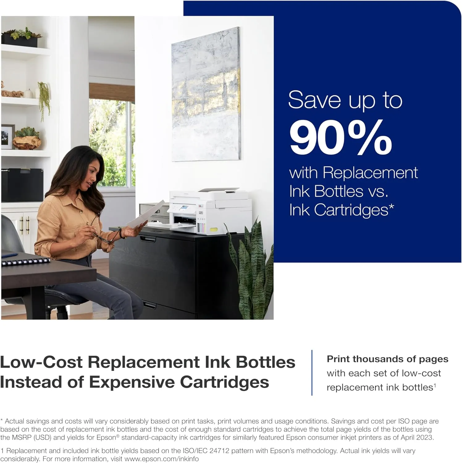 Epson EcoTank ET-4800 Wireless All-in-One Inkjet Printer, White – Cartridge-Free, Scanner, Copier, Fax, ADF, Ethernet, Home Office