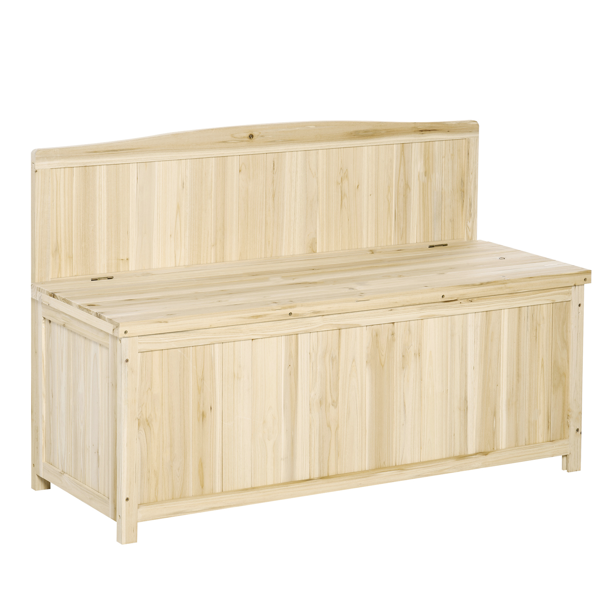 Outsunny Gartenbank mit Stauraum Truhenbank Sitzbank 2-Sitzer 250 kg Belastbarkeit Natur Tanneholz 115 x 45 x 75 cm