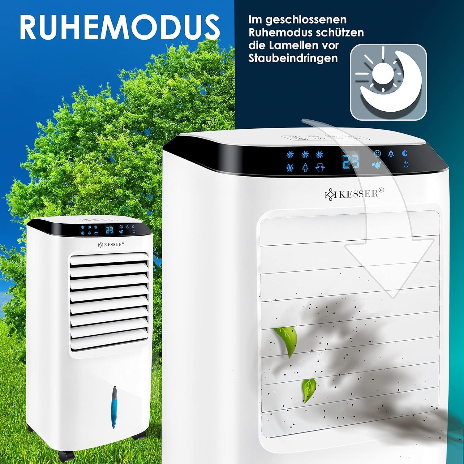 KESSER 4-in-1 Mobiele Airco | Afstandsbediening | Klimaatregelaar | Ventilator Airconditioning | Timer | 3 Niveaus | Ionisator Luchtbevochtiger | Luchtkoeler |