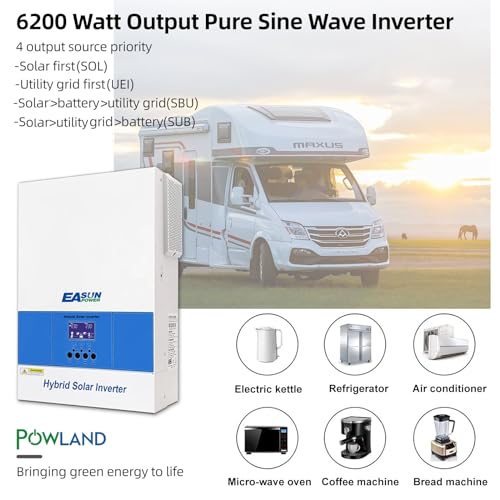 POWLAND 6,2KW Inverter solare ibrido, funziona senza batteria, indipendente da rete Inverter onda sinusoidale pura, Uscita 230V, PV 60 500Vdc, per batterie da 48V, funzione parallela, con Modulo WiFi : Amazon.it: Commercio, Industria e Scienza
