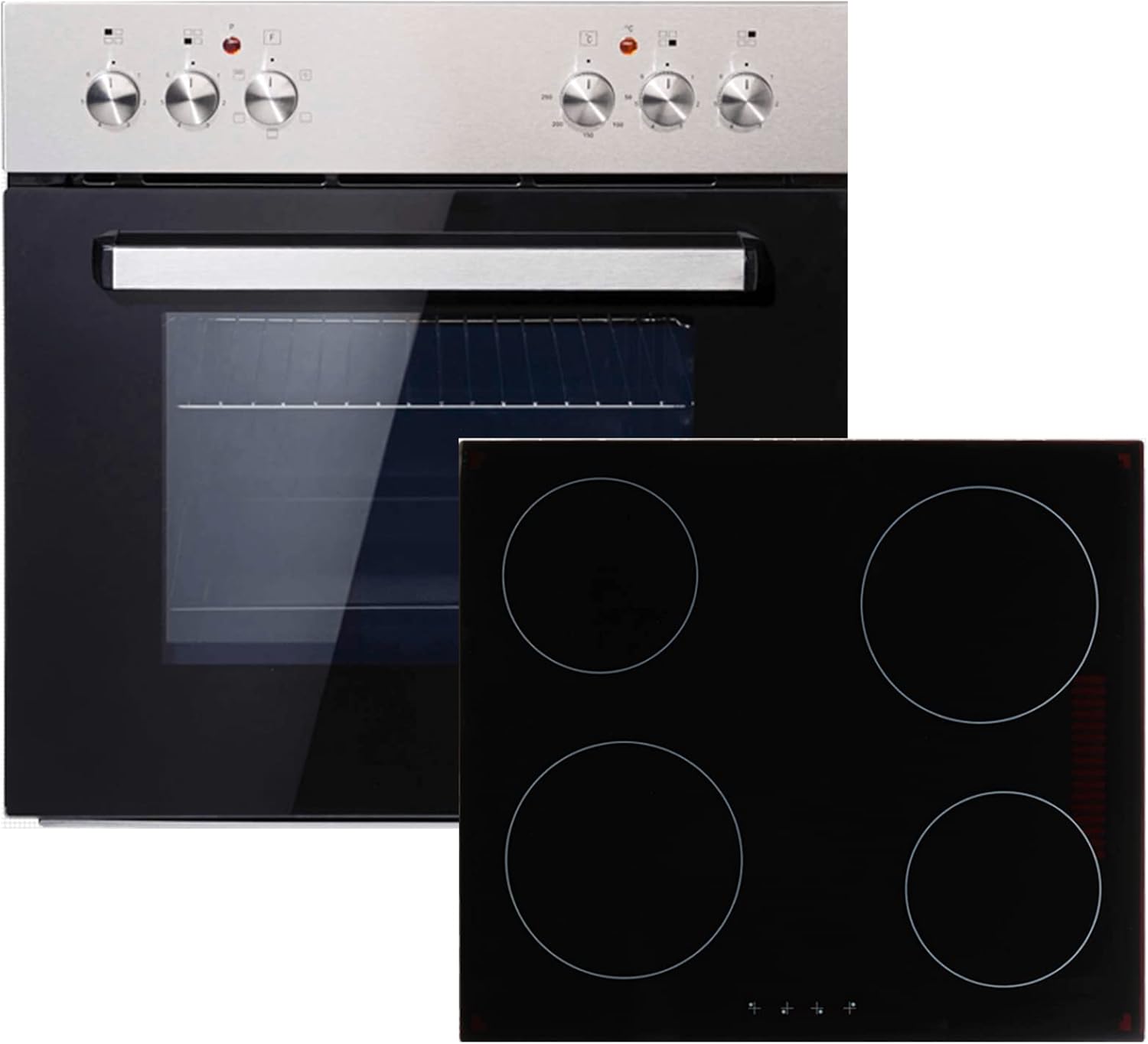 PKM Einauherdset BIC3-IGKIX-2 | Edelstahlblende | Glaskeramikkochfeld 60cm | 3 Backofenfunktionen | Energieeffiziezklasse A