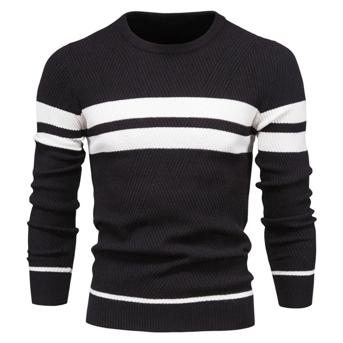 Men's Crew Neck Pullover Striped Sweater