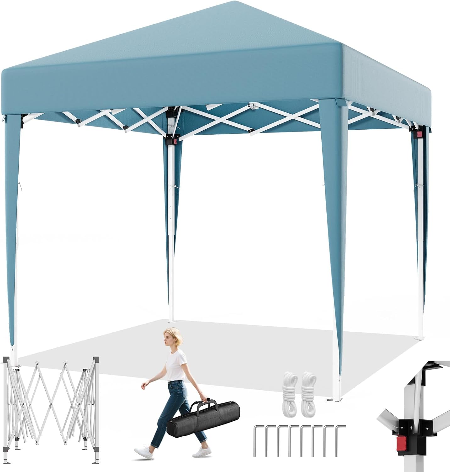 TRIUMPHKEY Gazebo 2 x 2 Folding Waterproof, Waterproof Stable Outdoor Gazebo Heavy Duty UV Protection 50+, Easily Foldable, Garden Gazebos Adjustable Height, Beige