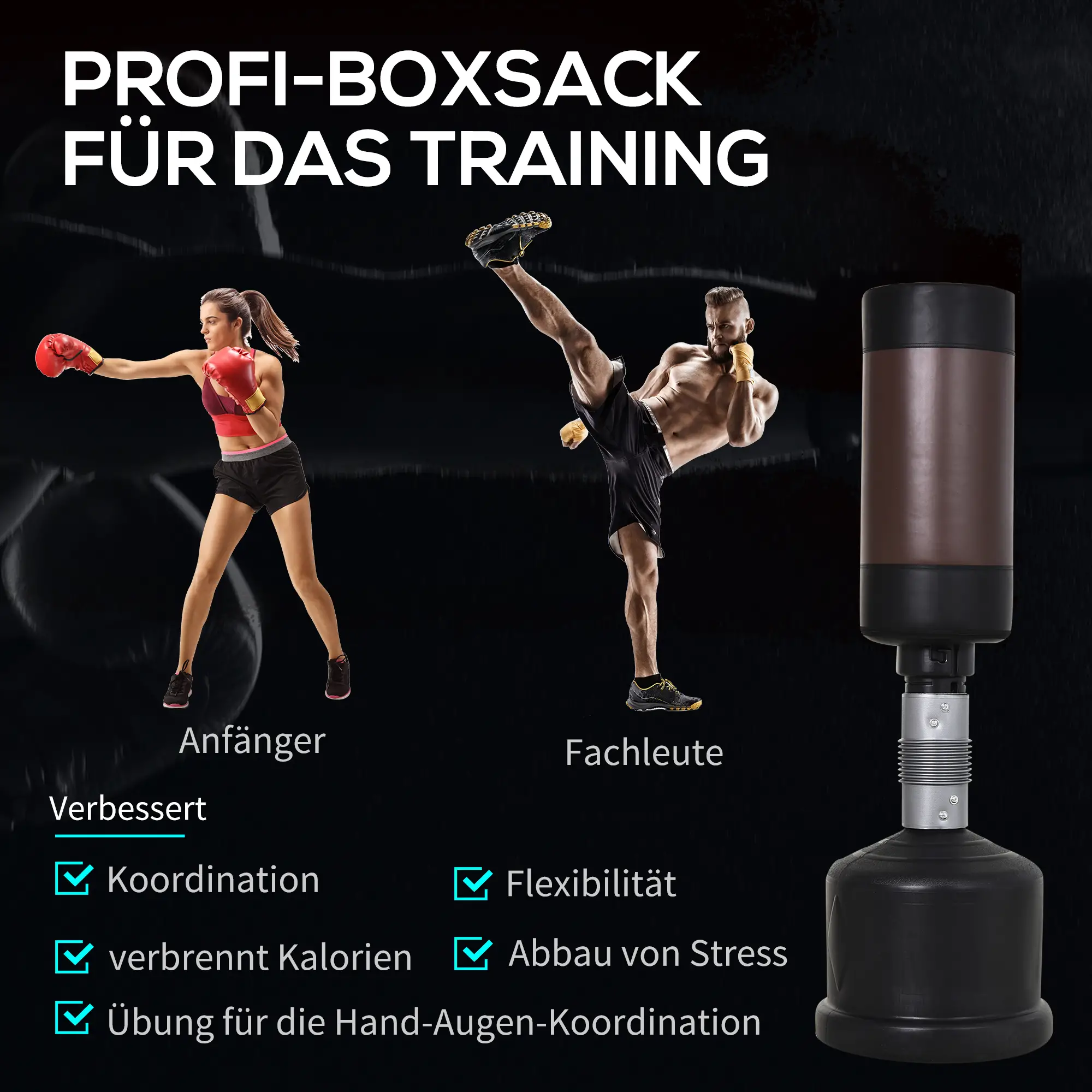 HOMCOM Standboxsack höhenverstellbar gelenkschonende Polsterung