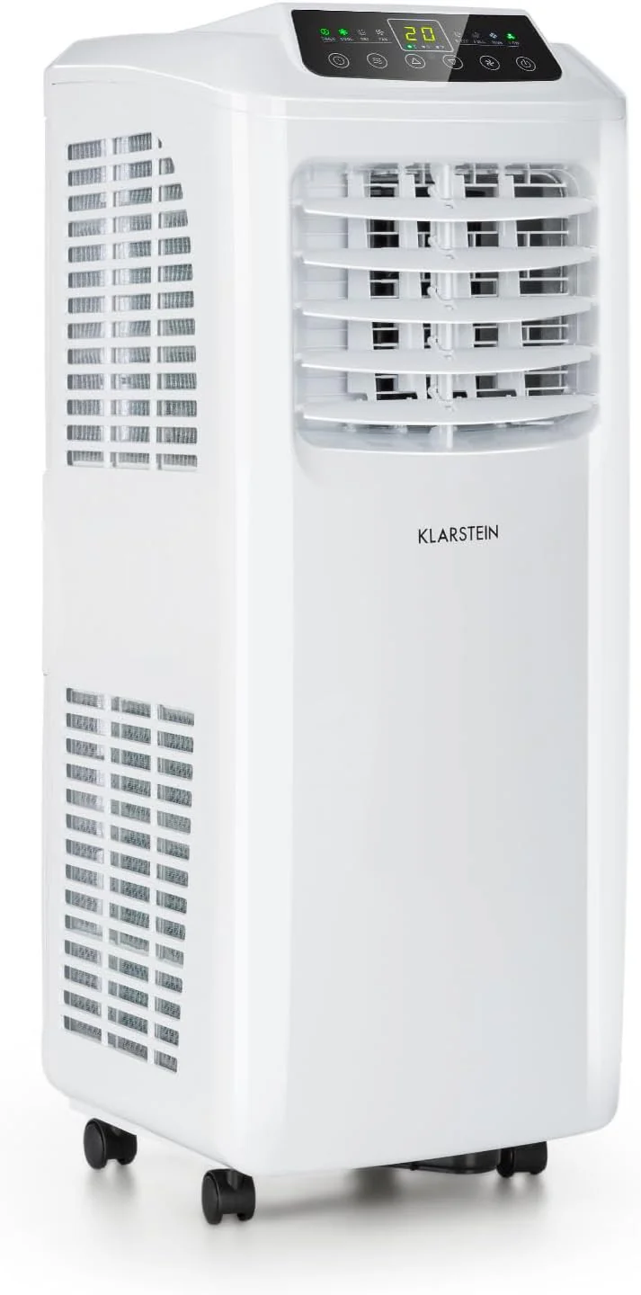 Klarstein Mobiele Airco met Afvoerslang, 3-in-1 Airconditioner met Ventilator & Luchtontvochtiger, Kleine & Draagbare Airco voor Thuis & op Kantoor, met Nachtmodus & App-bediening, 7000 BTU