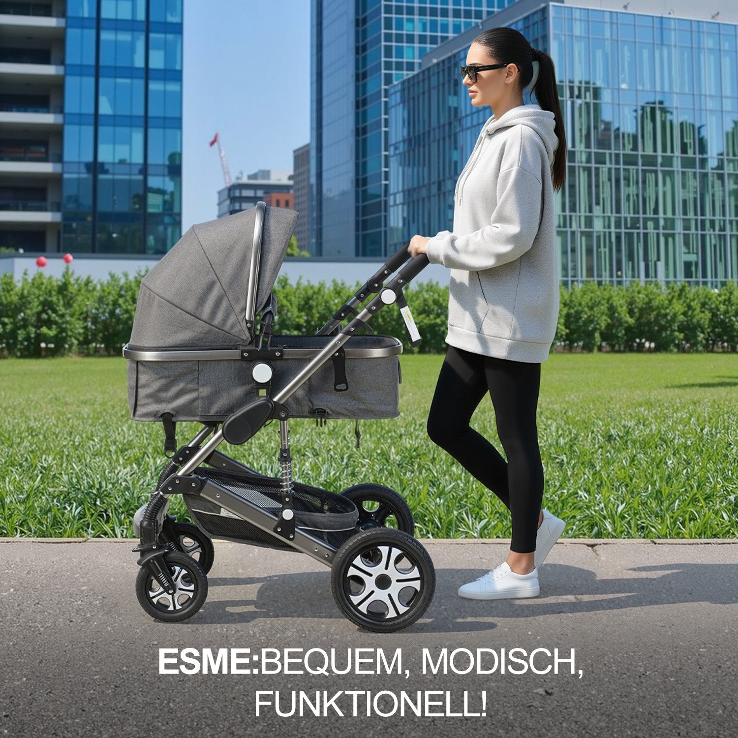 Kombi-Kinderwagen Babyschale Baby Buggy Babywanne 3in1 Set