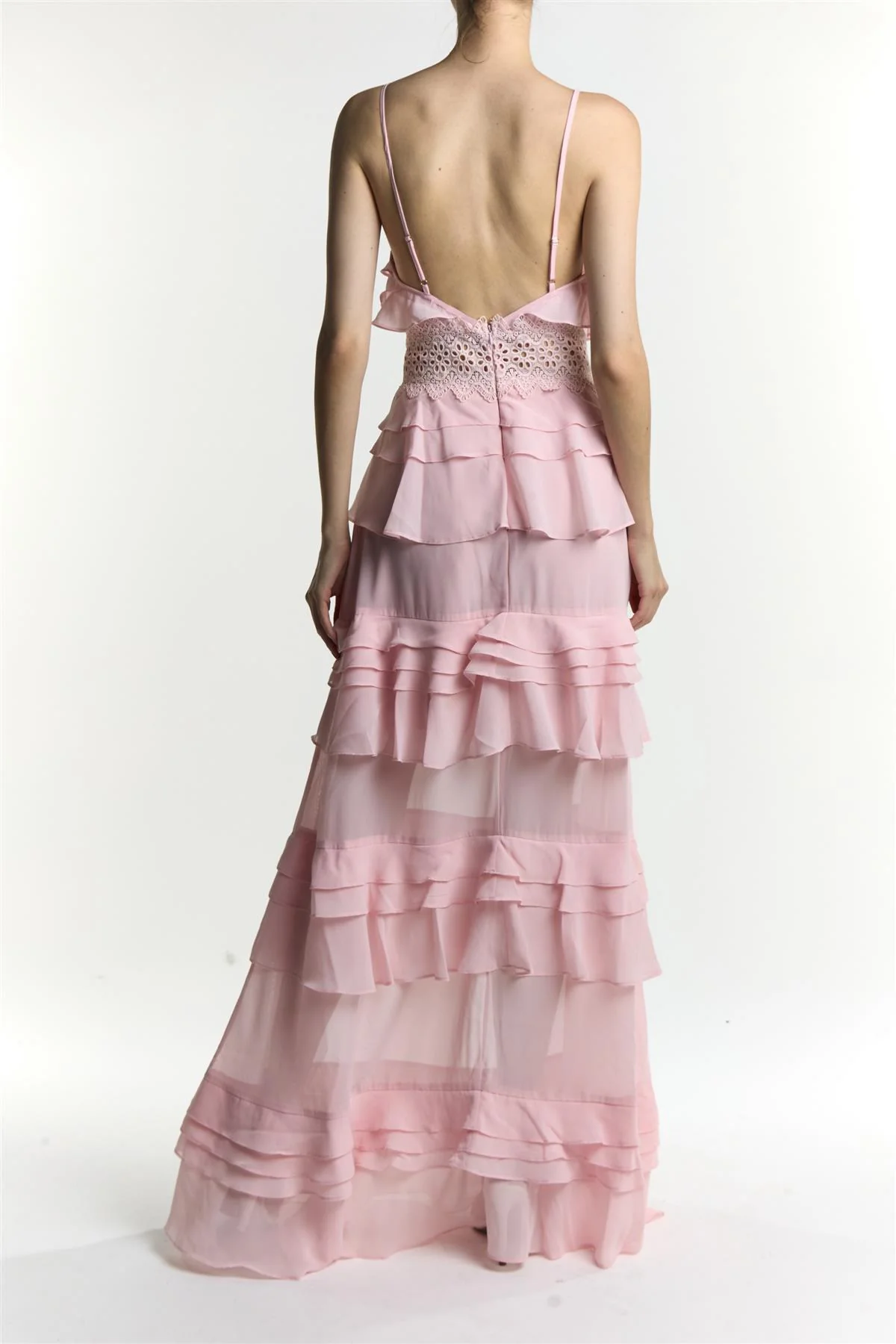 Sophia Dusty Pink Tiered Ruffle Maxi Dress