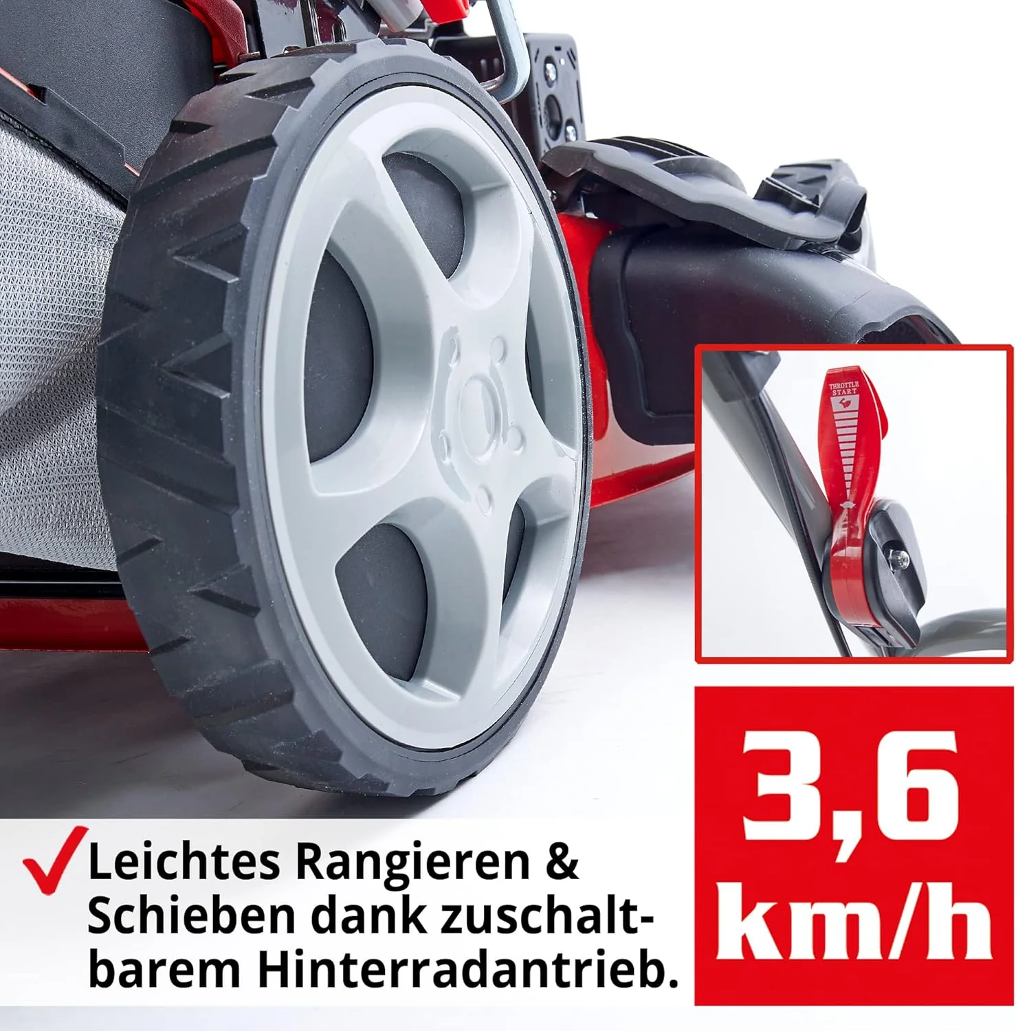 HECHT 5IN1 Benzine grasmaaier �C Comfortabele zelftrekker �C Voor oppervlakken tot 1000 m2 �C Krachtige 4-taktmotor met 46 cm maaibreedte �C Aandrijving op de wielen �C Mulchfunctie �C Zijuitworp �C Benzine grasmaaier