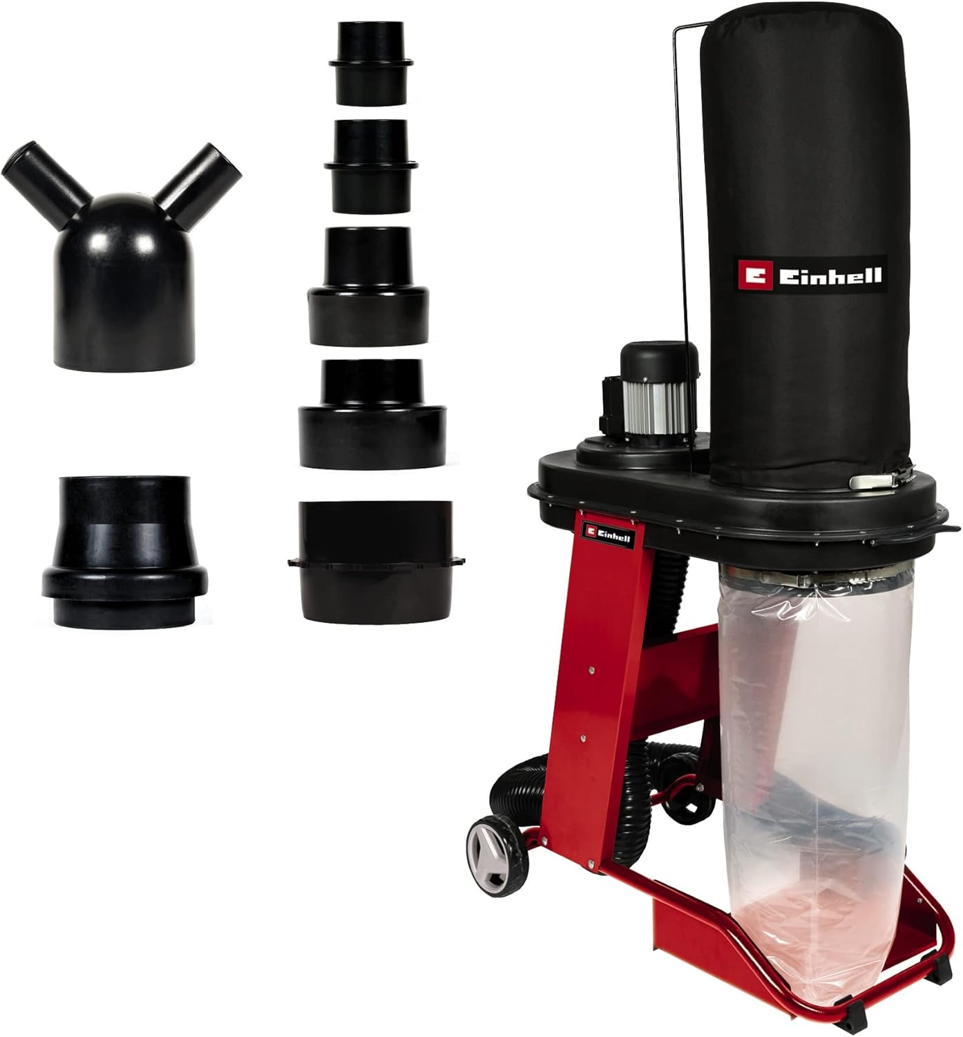 Einhell Absauganlage TE-VE 550/2 A (550 Watt, laufruhiger Induktionsmotor, Automatiksteckdose mit Startfunktion, inkl. Absaugschlauch, Multiadapterset + Absaugadapter)