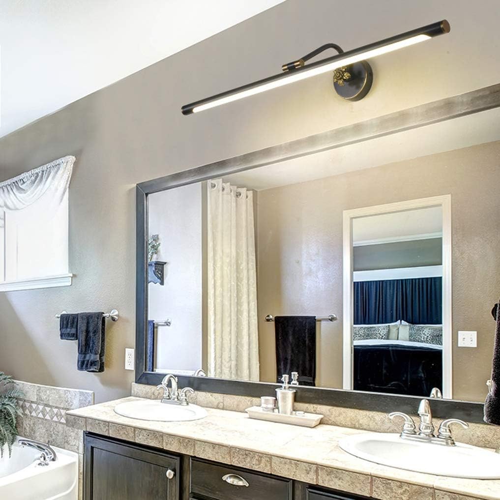 Moderne LED-Spiegelfrontleuchte, Badezimmerspiegellampe, Spiegelschrankleuchte, Make-up-Beleuchtung, Wandleuchte, Verstellbarer Winkel, neutrales weißes Licht, 4000 K, Schwarz, 35 cm, 7 W.