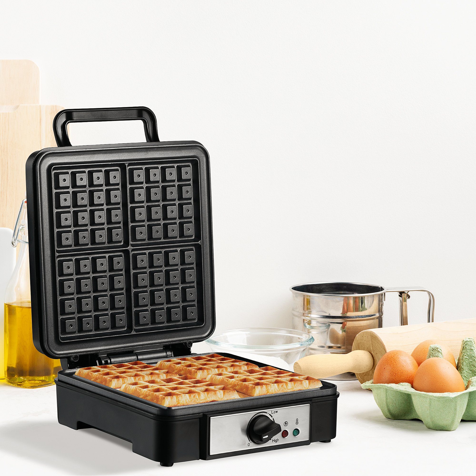Waffeleisen 4 Waffeln mit antihaftbeschichteten Platten