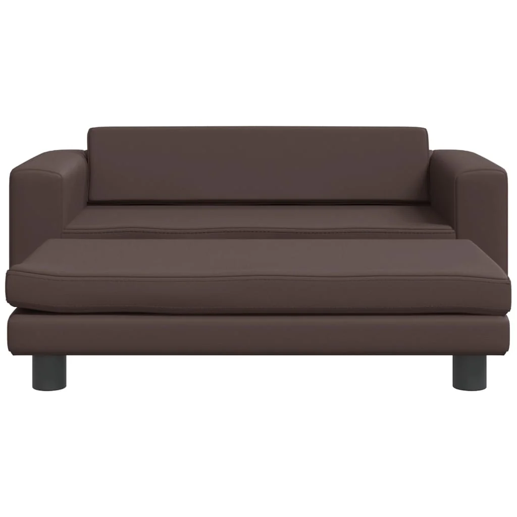 Divano per Bambini Marrone in Similpelle con Poggiapiedi 100x50x30 cm – Elegante e Pratico