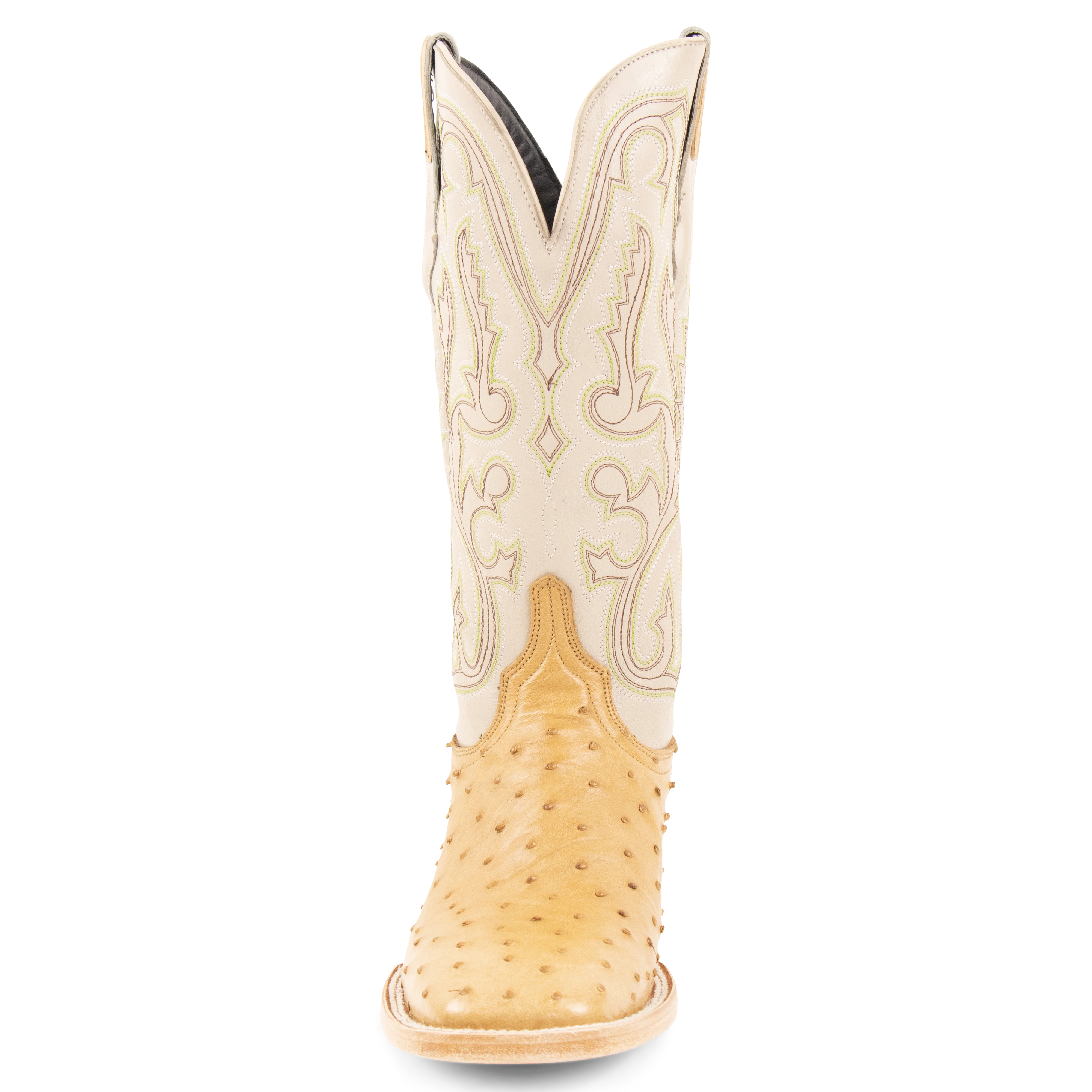 Full Quill Ostrich Saddle Tan - Square Toe