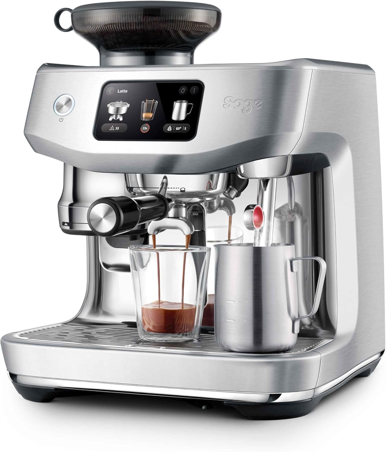 Sage The Oracle Jet – Macchina Da Caffè Espresso Professionale Da Casa Con Macinacaffè Integrato – Montalatte Manuale E Automatico – Sistema Doppia Caldaia, 1600 W, 14 Programmi – Acciaio Inox