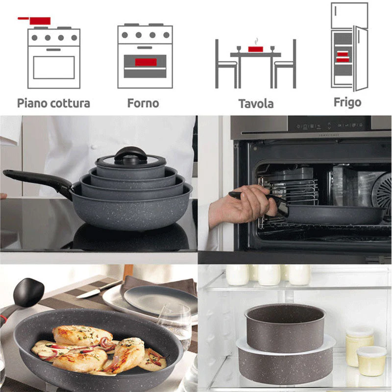 Lagostina Set Batteria di Pentole 5 pezzi Ingenio Mineralis Green