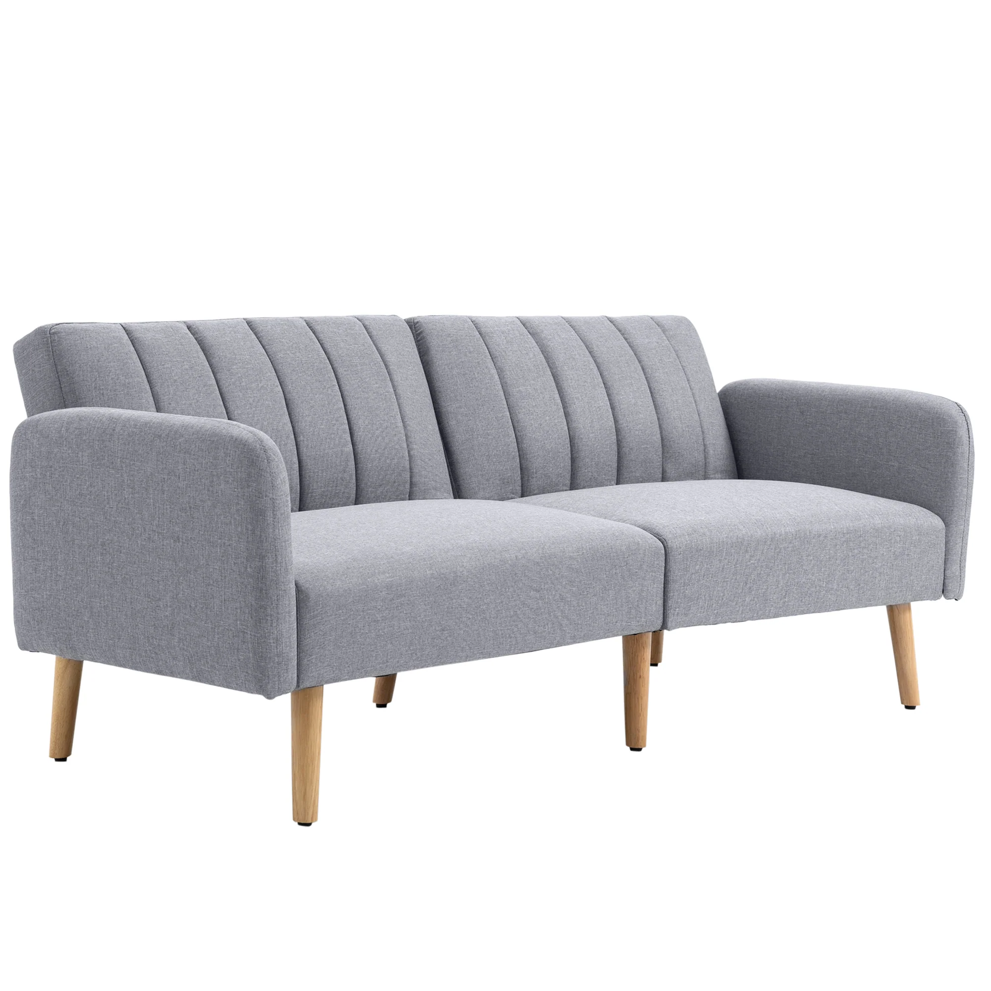 HOMCOM Schlafsofa 2-Sitzer verstellbare Rückenlehne Gästezimmer hellgrau