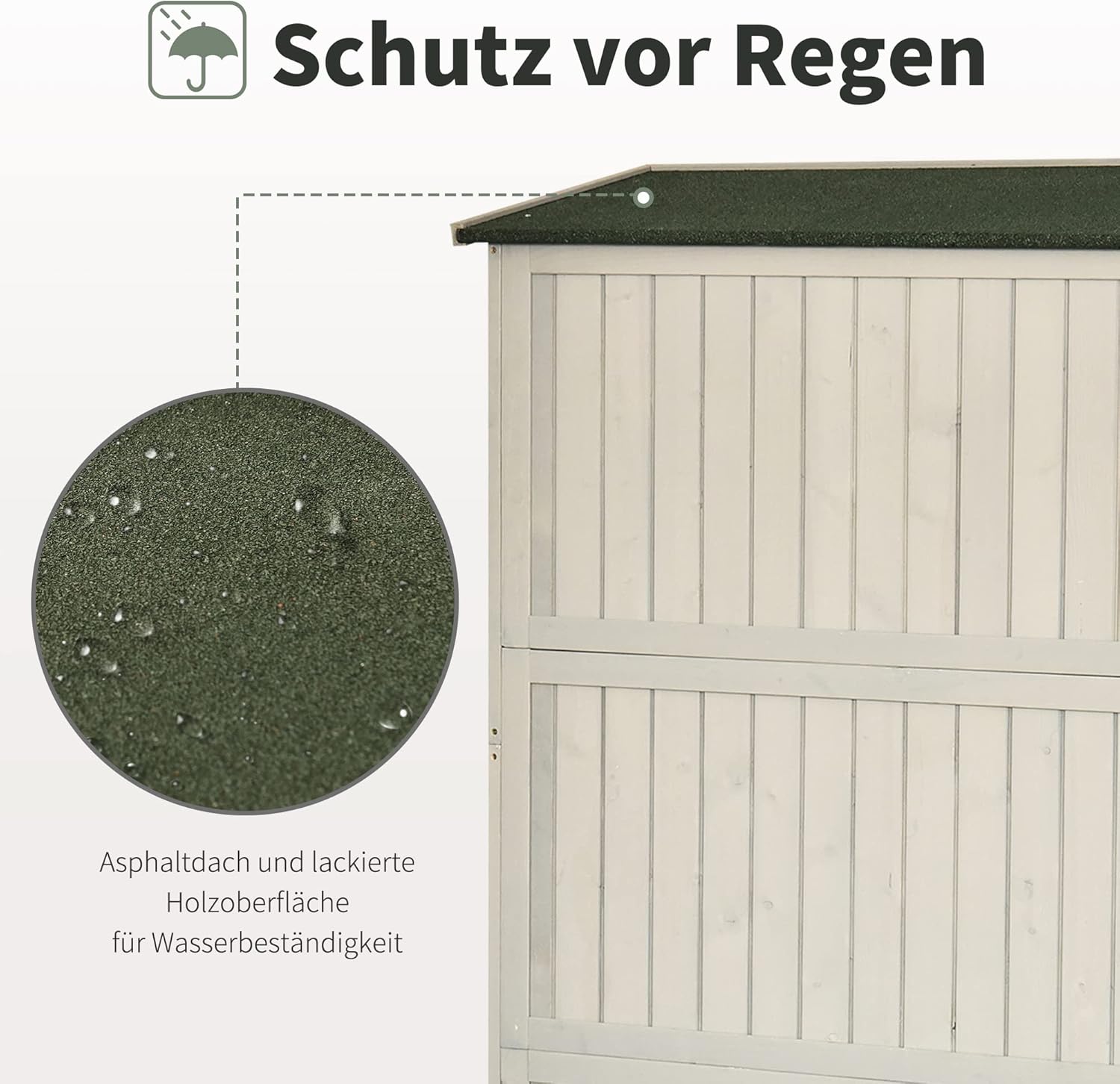 Outsunny Gartenschrank Holz Geräteschuppen Gerätehaus Geräteschrank Pultdach Garten Grau 127,5x50x164cm