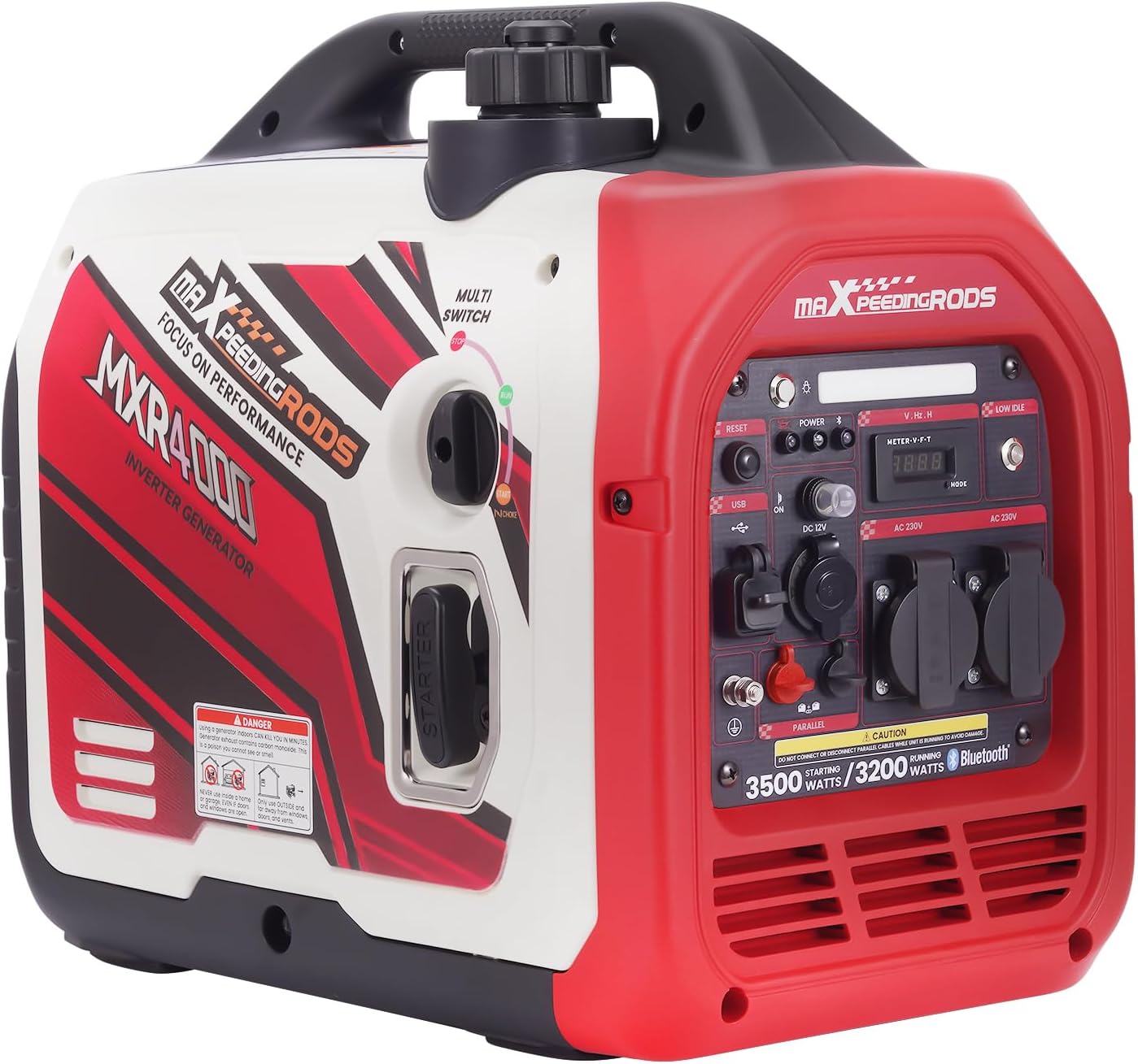 maXpeedingrods Generatore di corrente Inverter 3500 W, generatore a benzina con monitoraggio remoto dati tramite app Bluetooth®, adatto per camper per campeggio all'aperto, backup per casa