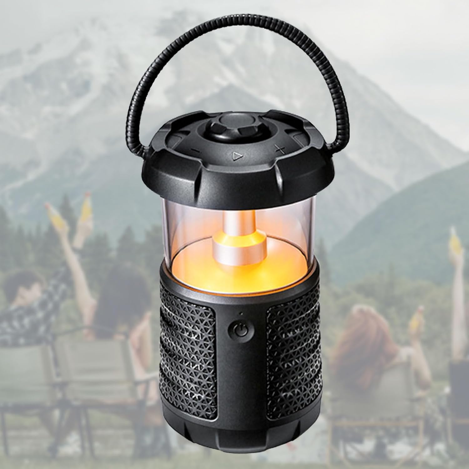 Tragbare Outdoor-Laterne mit kabellosem Bluetooth-Lautsprecher, 360°-Sound, einstellbare Helligkeit, Multi-Modus-Beleuchtung für Camping, Wandern und Outdoor-Abenteuer