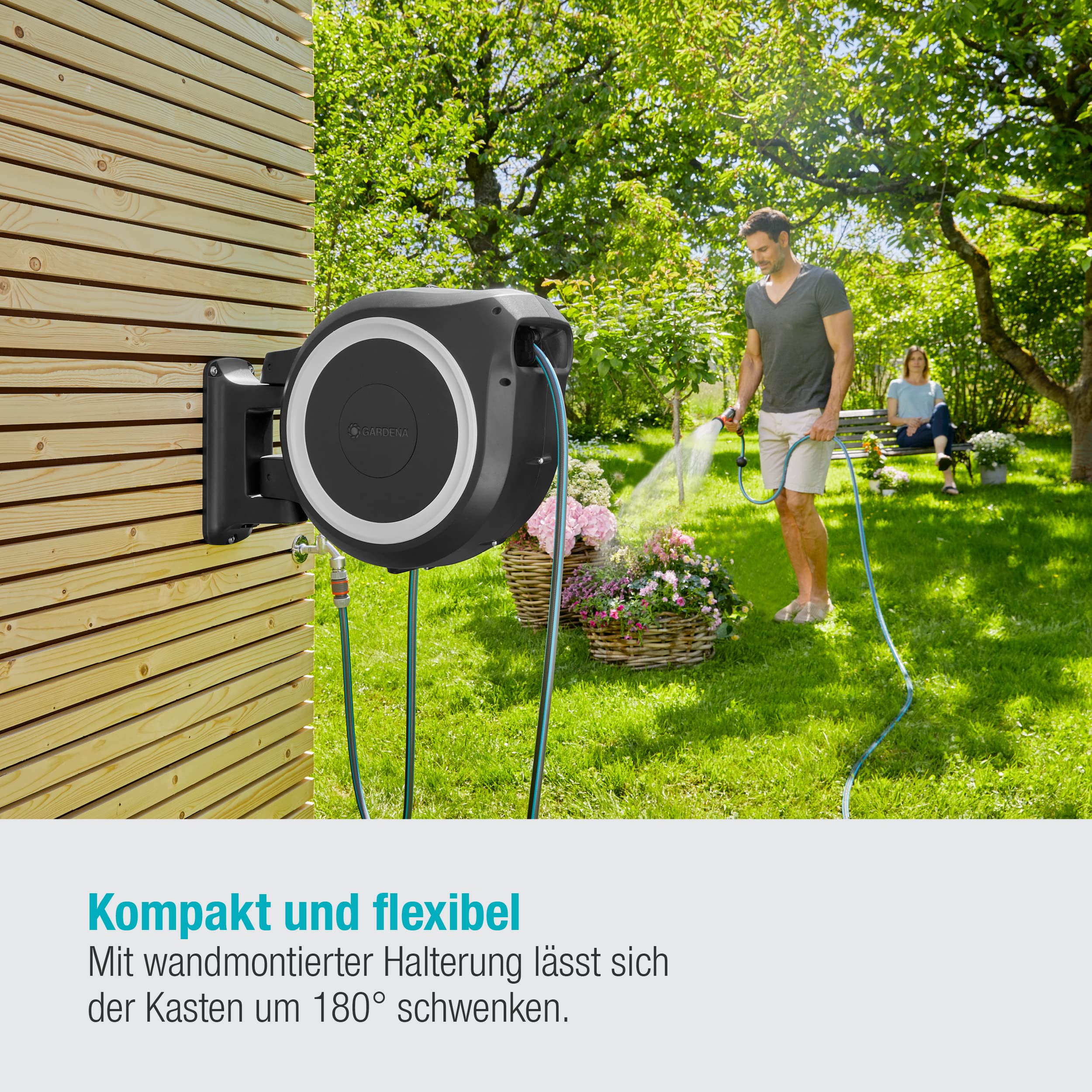Gardena Wand Schlauchbox Rollup XL 35 m flexible Bewässerung schwenkbar inkl Schlauch Montagehilfe 18632 20