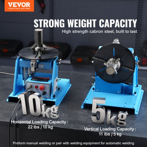 VEVOR Schweißdrehtisch 20 W Schweißpositionierer 1-12 U/min Manipulator 10 kg(Horizontal)/5 kg(vertikal) Drehtisch 0–90° Neigungswinkel K01-63 Dreibackenfutter zum Schneiden, Schleifen, Montieren