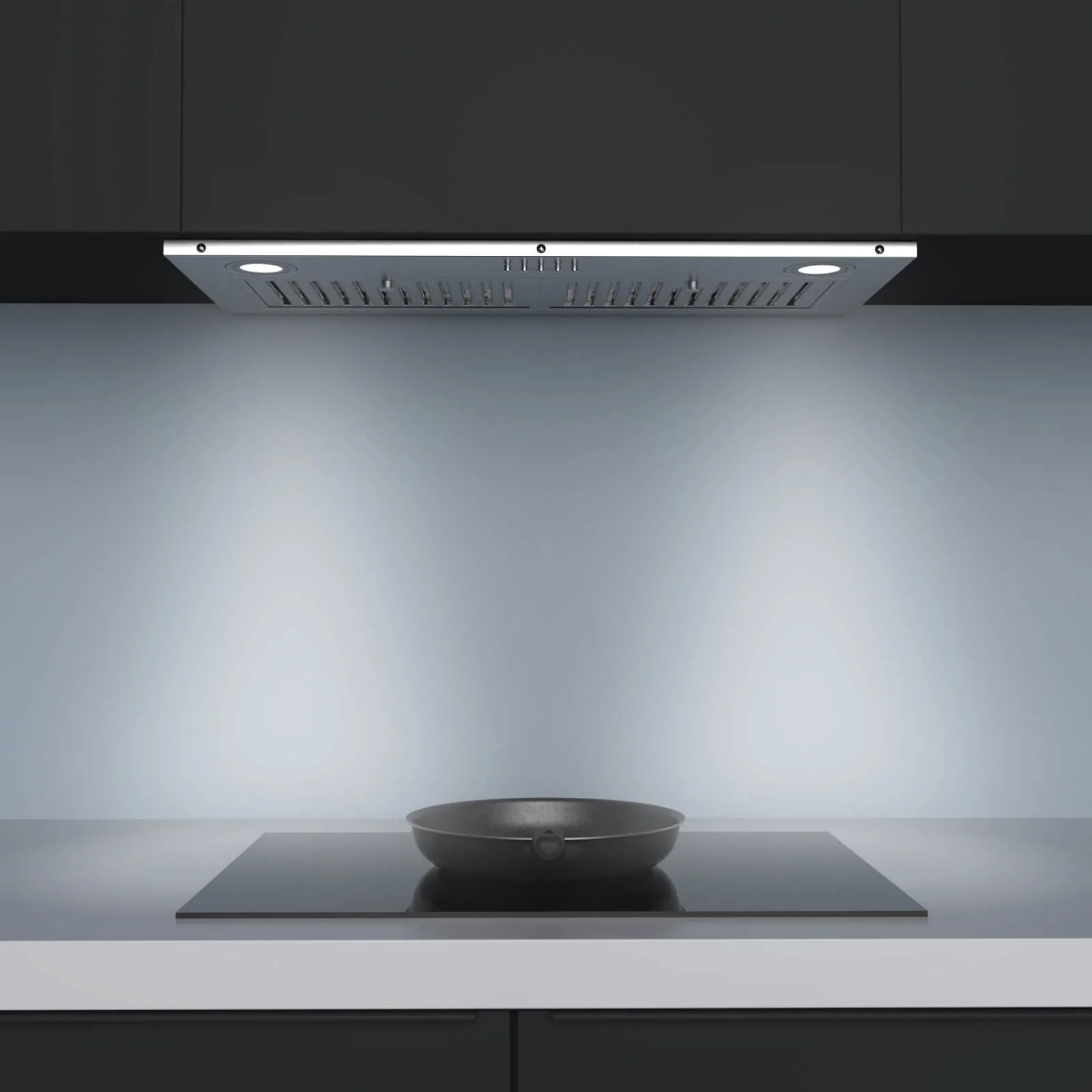 hermitlux 30&prime;&prime; Insert Range Hood HMX USB13G70 AC, 600 CFM, 3 Speed, LED Light, Ducted/Ductless, Stainless Steel