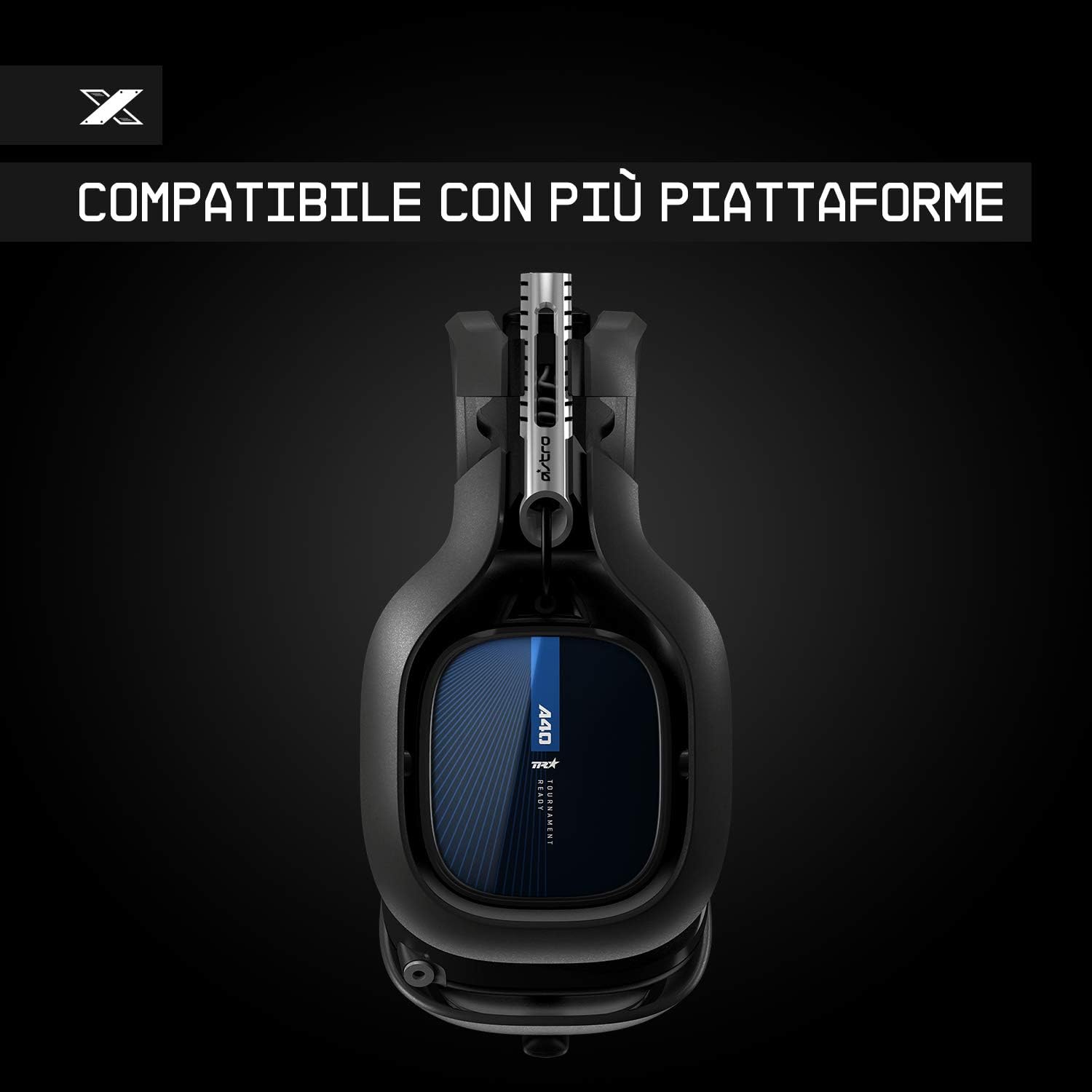 ASTRO Gaming A40 TR Cuffie Gaming Cablate, ASTRO Audio V2, Dolby ATMOS, Jack Audio 3,5 mm, Microfono Intercambiabile, per PS5, PS4, Xbox, PC, Mac, Mobile, Nero/Blu