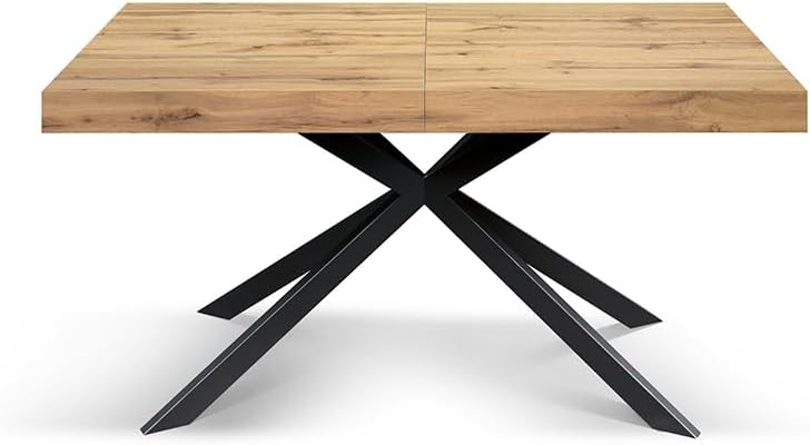 PAZZO DESIGN Tavolo Allungabile Noemi, Gambe Incrociate Family Nere, Made in Italy, Color Rovere rustico, 140 x 90 x 74 - Id_2262