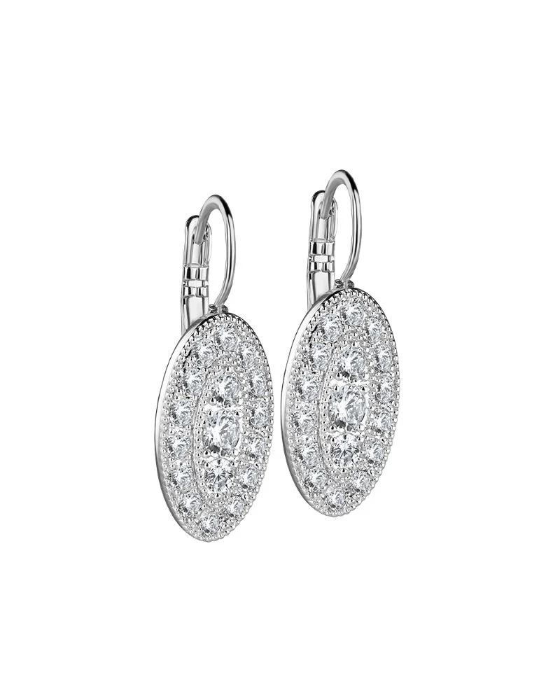 Newbridge Silverware Oval Earrings with Clear Stones