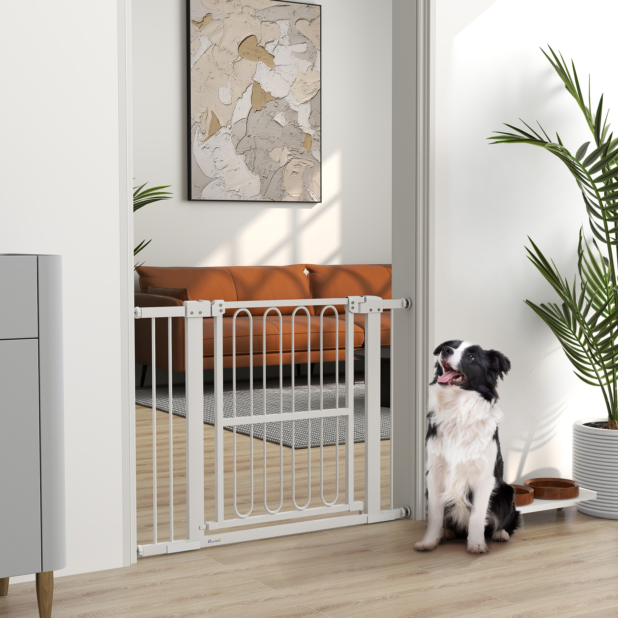 PawHut Türschutzgitter Hund, 76-104 cm Absperrgitter ohne Bohren, Treppengitter