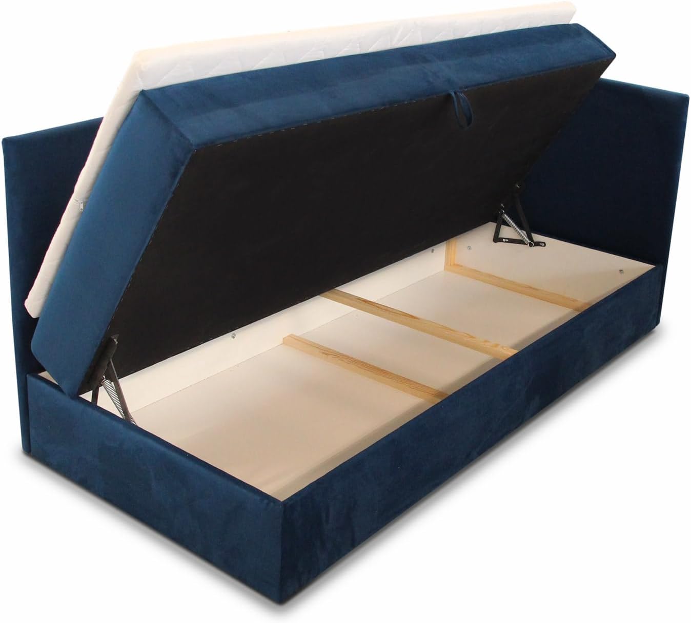 Sofnet Boxspringbett Flame mit Bettkasten - Einzelbett mit Bonell-Matratze und Topper, Polsterbett, Universelle Bettseite, Bett, Schlafzimmer, Kinderzimmer (Grau (Paros 05), 100 x 200 cm)