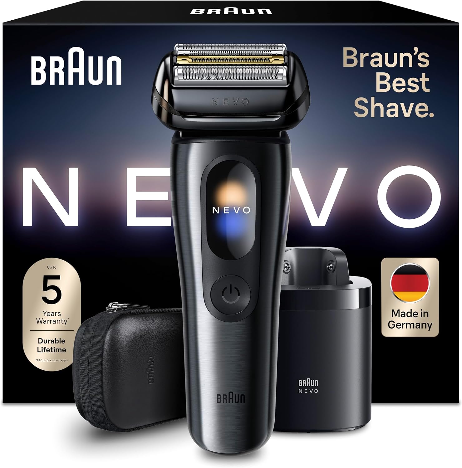Braun NEVO Rasoio Elettrico Barba, Custodia Da Viaggio, NEVO15115C, Grafite