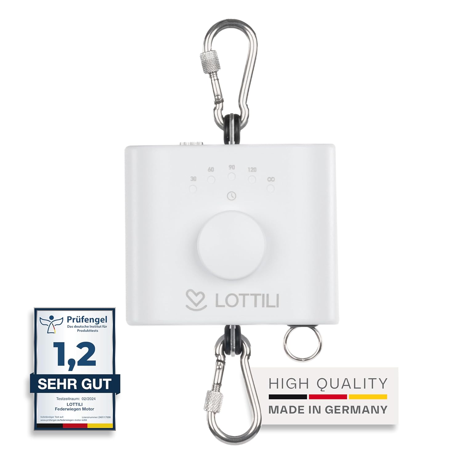 Lottili Federwiegen Motor | lautlos & selbstlernend | mit Timer & Dauermodus | fein einstellbare Schwingung | ab 3 kg | Made in Germany
