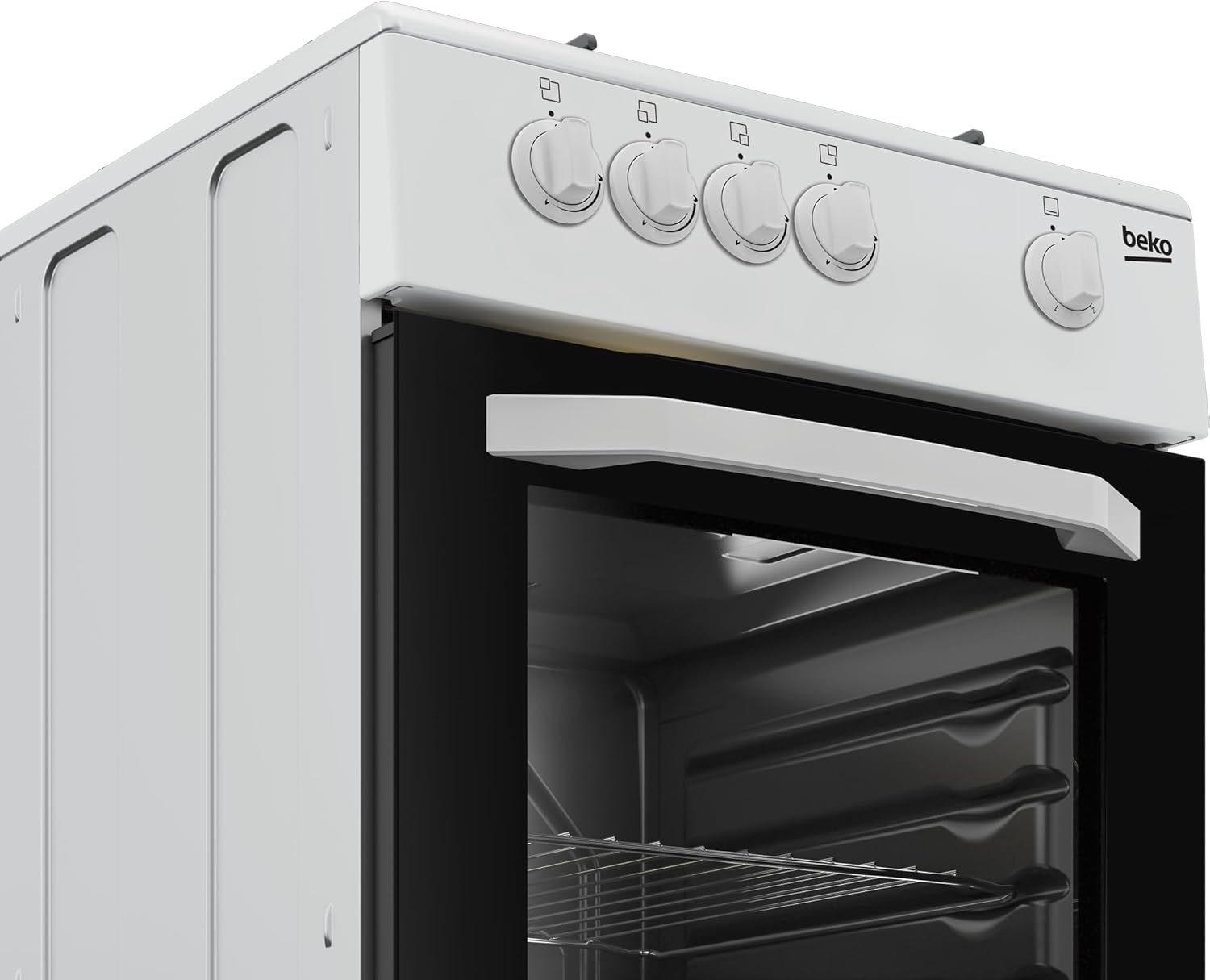 Beko - CSG42001FW - Cucina 50X50, Forno a Gas + Piano con 4 bruciatori a gas e griglie a piattina, Classe A, Controllo Meccanico, Colore Bianco, Dimensioni HxLxP: 85,0 x 50,0 x 50,0