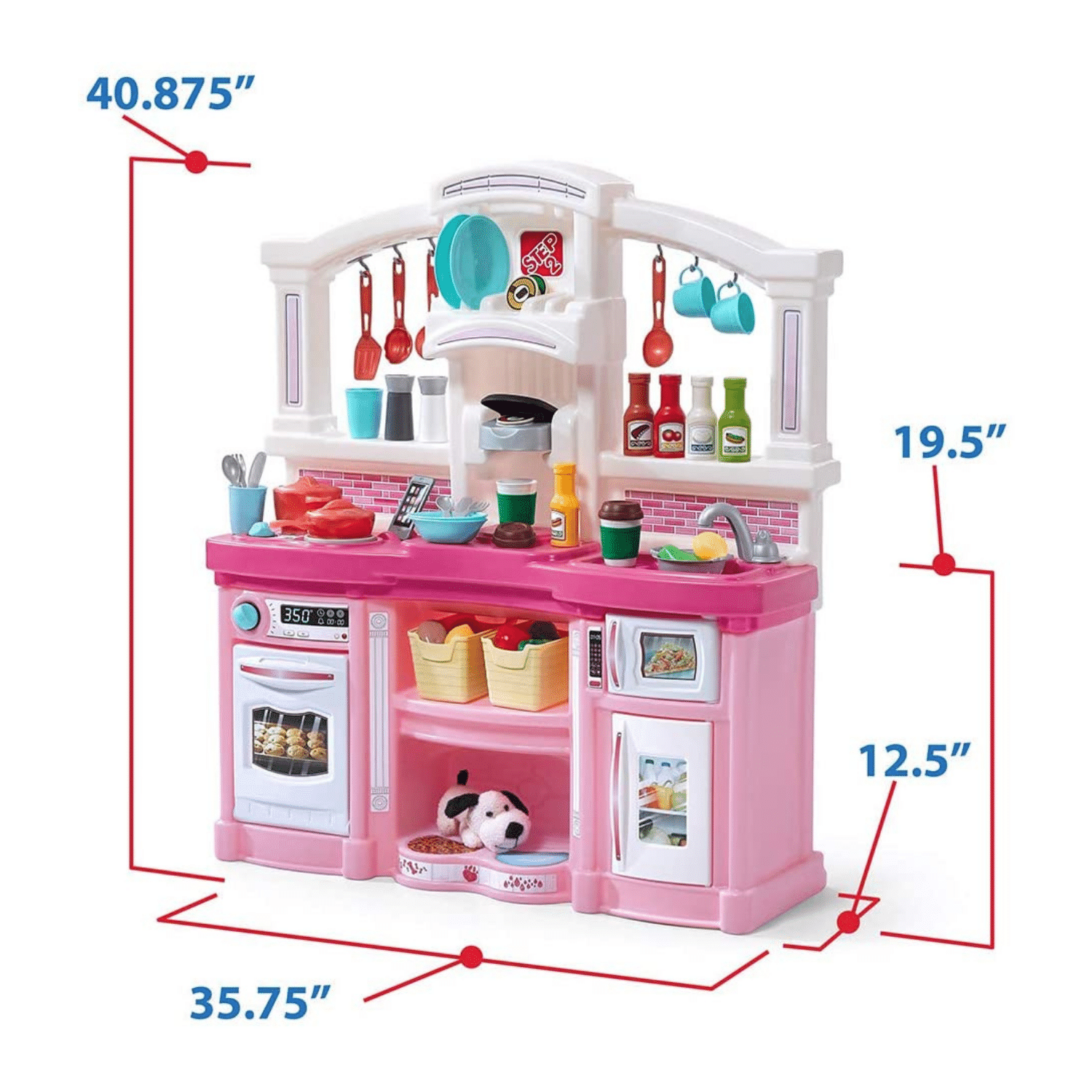 Step2 Fun with Friends Kitchen Playset for Kids with Lights, Sounds, and Pretend Appliances &ndash; Pink