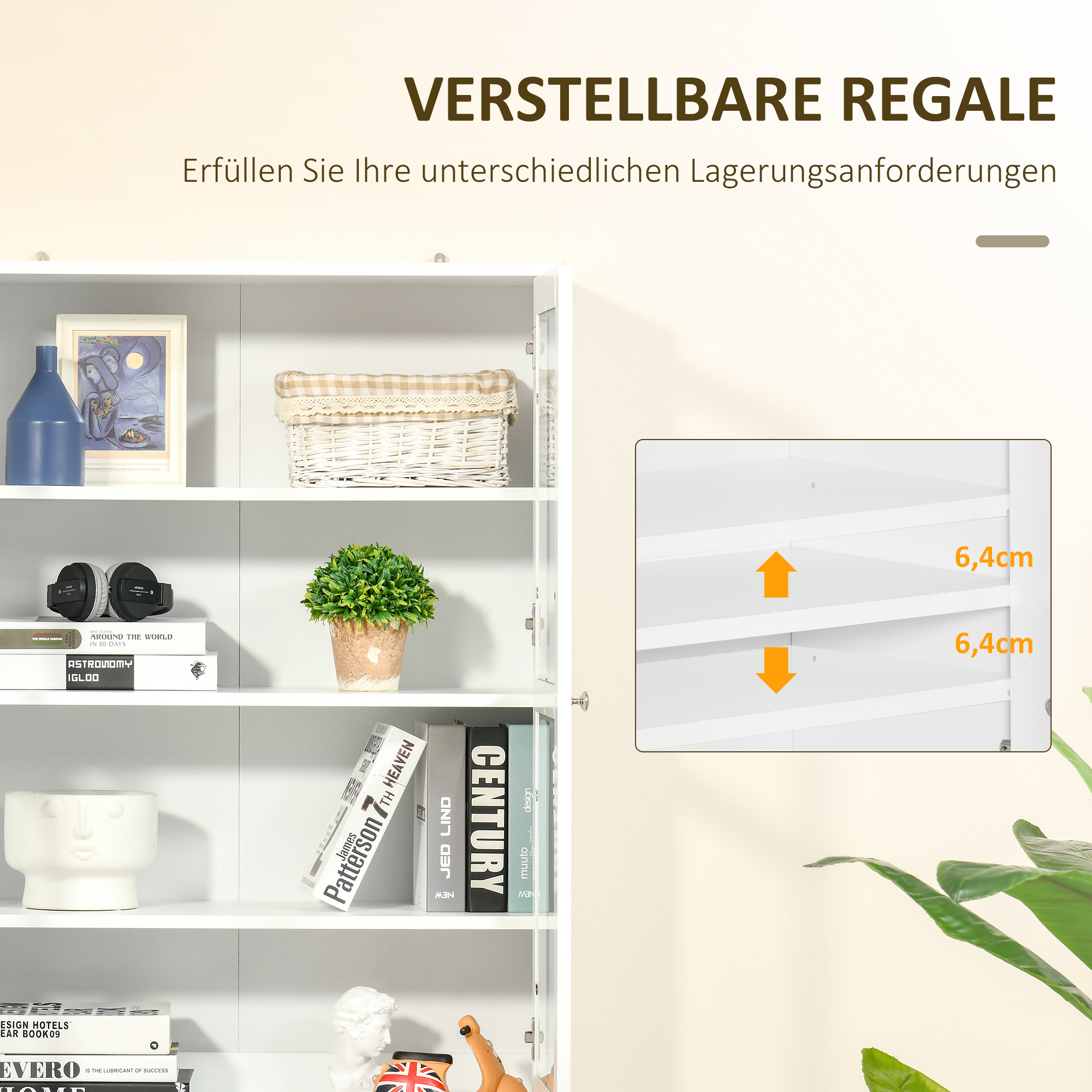 Boekenplank Wandplank Plank, 2 planken, 76 cm x 40 cm x 178,5 cm, Wit