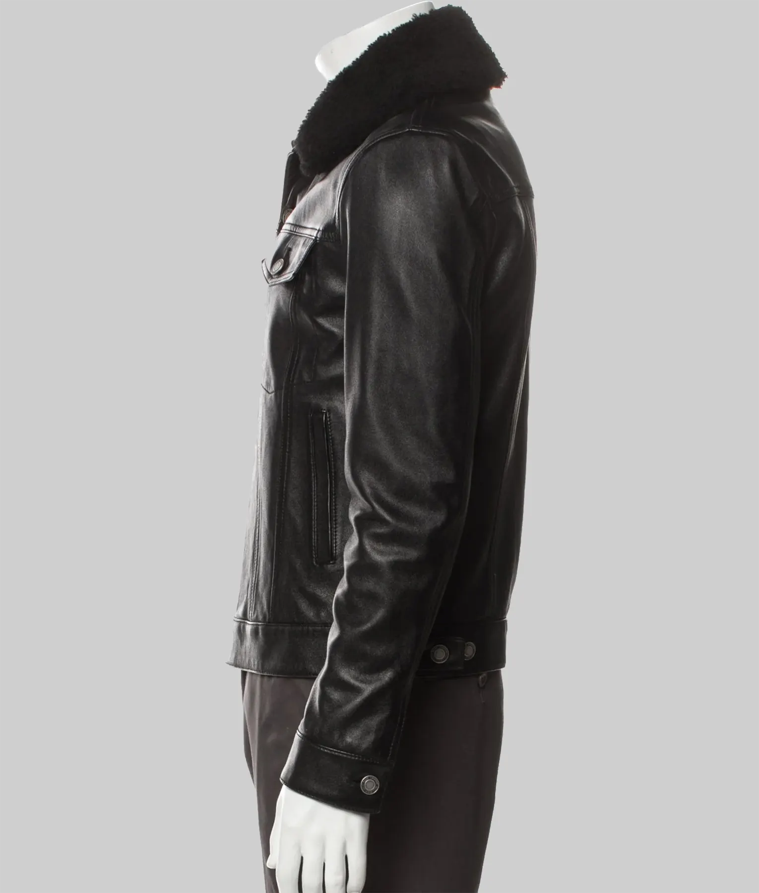 Ramon Black Leather Trucker Jacket
